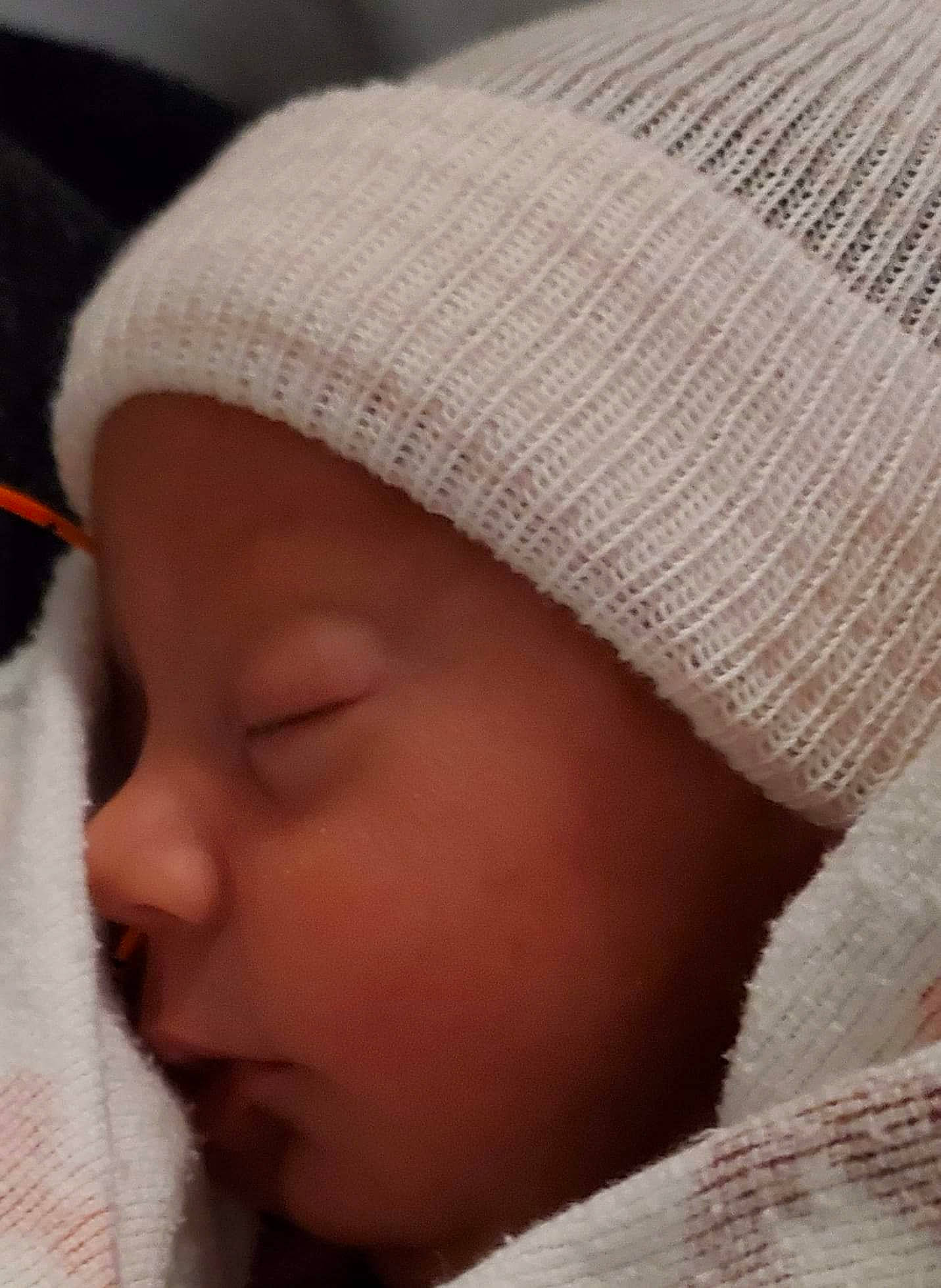 Skylynn joined the competition — help win amazing prizes! baby, bonnet, cheek, child, chin, hat, headgear, headwear, knit_cap, lip, nose, person, skin, sleep, toddler, wool