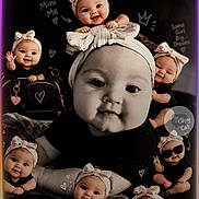 Diamond joined the competition — help win amazing prizes! baby, babies, child, portrait, face, smiling, bow, headband, black_and_white, collage, phone, lock_screen, smartphone, wallpaper, notification, clock, indoor, digital_art, infant, cute