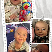 Alastar is registered to the contest to win money with this photo: baby, smiling, infant, collage, film_strip, cute, child, happy, portrait, colorful_toy, blanket, clothing, indoor, face, head, closeup, expression, hands, crawling, background