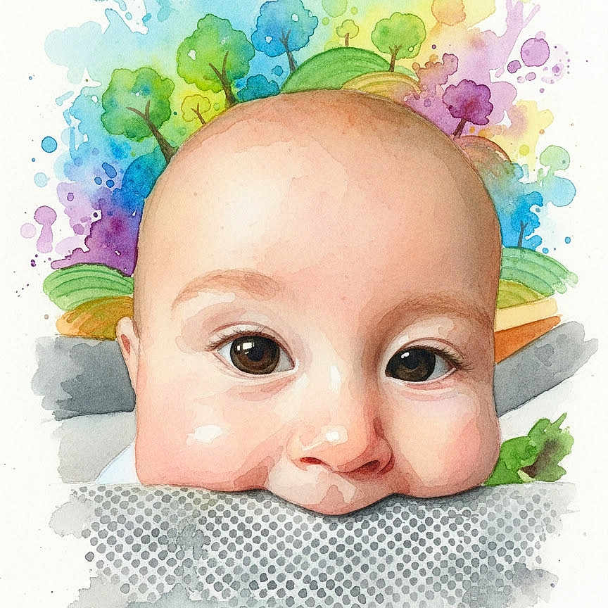 Alastar is registered to the contest to win money with this photo: art, artistic, baby, background, child, colorful, cute, expression, face, fantasy, head, illustration, imaginative, landscape, nature, painting, portrait, trees, watercolor, whimsical