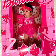 Kamila is registered to the contest to win money with this photo: baby, infant, barbie_box, pink, headband, bow, dress, purse, polka_dots, newborn, toy_packaging, box_frame, portrait, cute, toddler, fabric, decorative, gift, accessory, resting