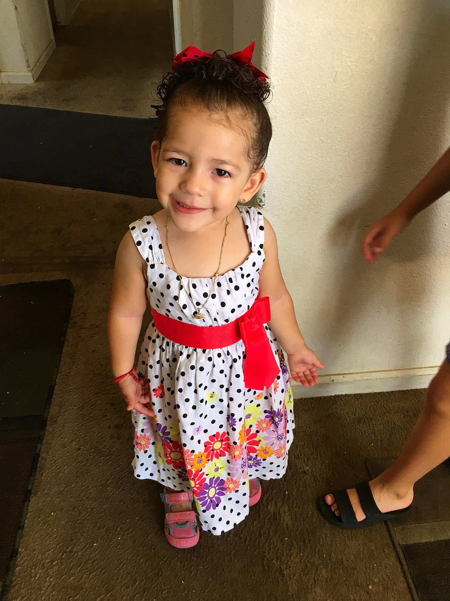 Cianna is registered to the contest to win money with this photo: baby_toddler_clothing, child, child_model, clothing, dress, joy, pattern, person, pink, skin, smile, toddler