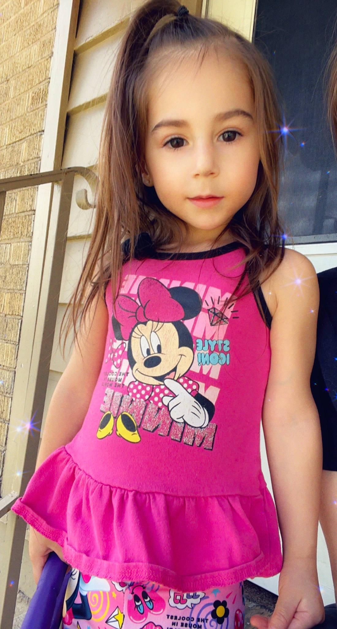 Braelynn is registered to the contest to win money with this photo: bangs, beauty, black_hair, cheek, cool, eyelash, hair, hairstyle, happy, head, long_hair, magenta, neck, person, pink, shoulder, skin, sleeve, sleeveless_shirt, smile