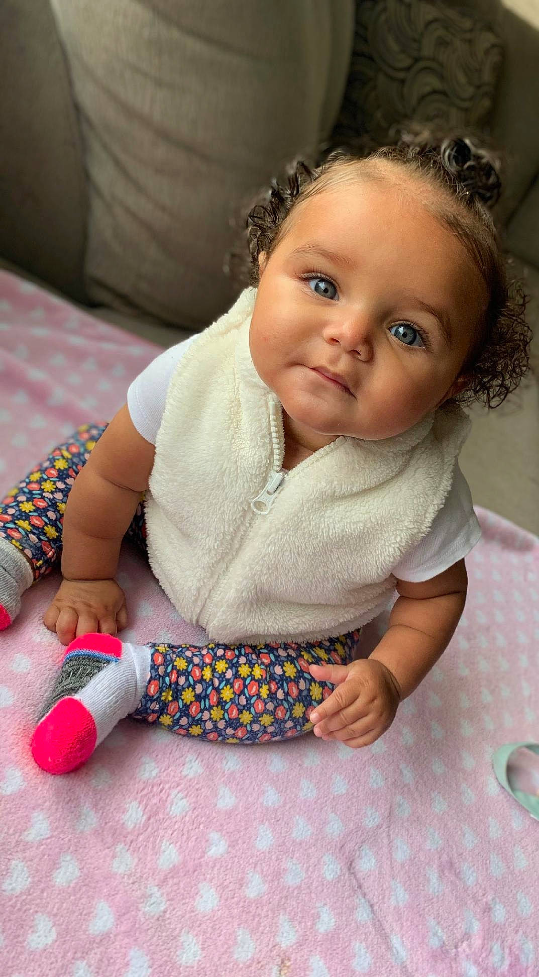 Trinity joined the competition — help win amazing prizes! arm, baby, baby_toddler_clothing, cheek, comfort, dress, eye, face, finger, floor, flooring, hair, hand, head, iris, nose, person, skin, sleeve, textile