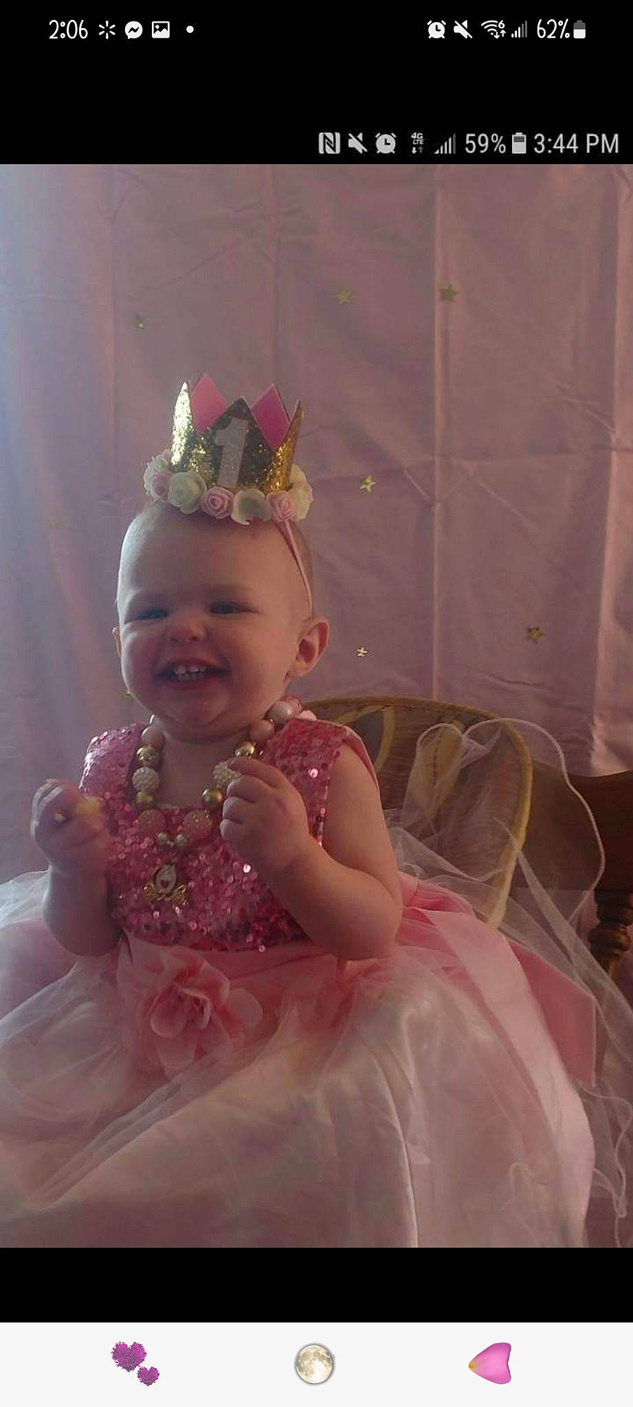 Mariyah joined the competition — help win amazing prizes! baby, baby_toddler_clothing, bridal_accessory, child, costume, dress, embellishment, event, goggles, hair_accessory, happy, head, headband, headgear, headpiece, jewellery, joy, magenta, person, pink