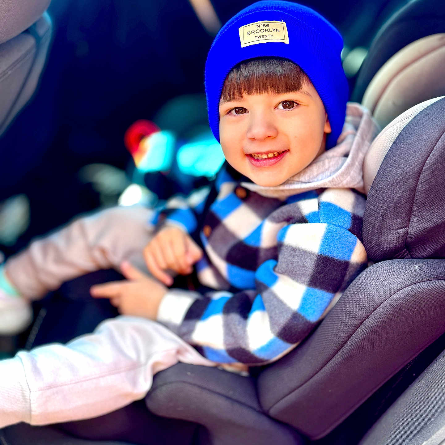 David joined the competition — help win amazing prizes! baby, baseballcap, beanie, bodypart, cap, car, car_interior, clothing, face, finger, hand, happy, hat, head, person, photography, portrait, smile, transportation, vehicle