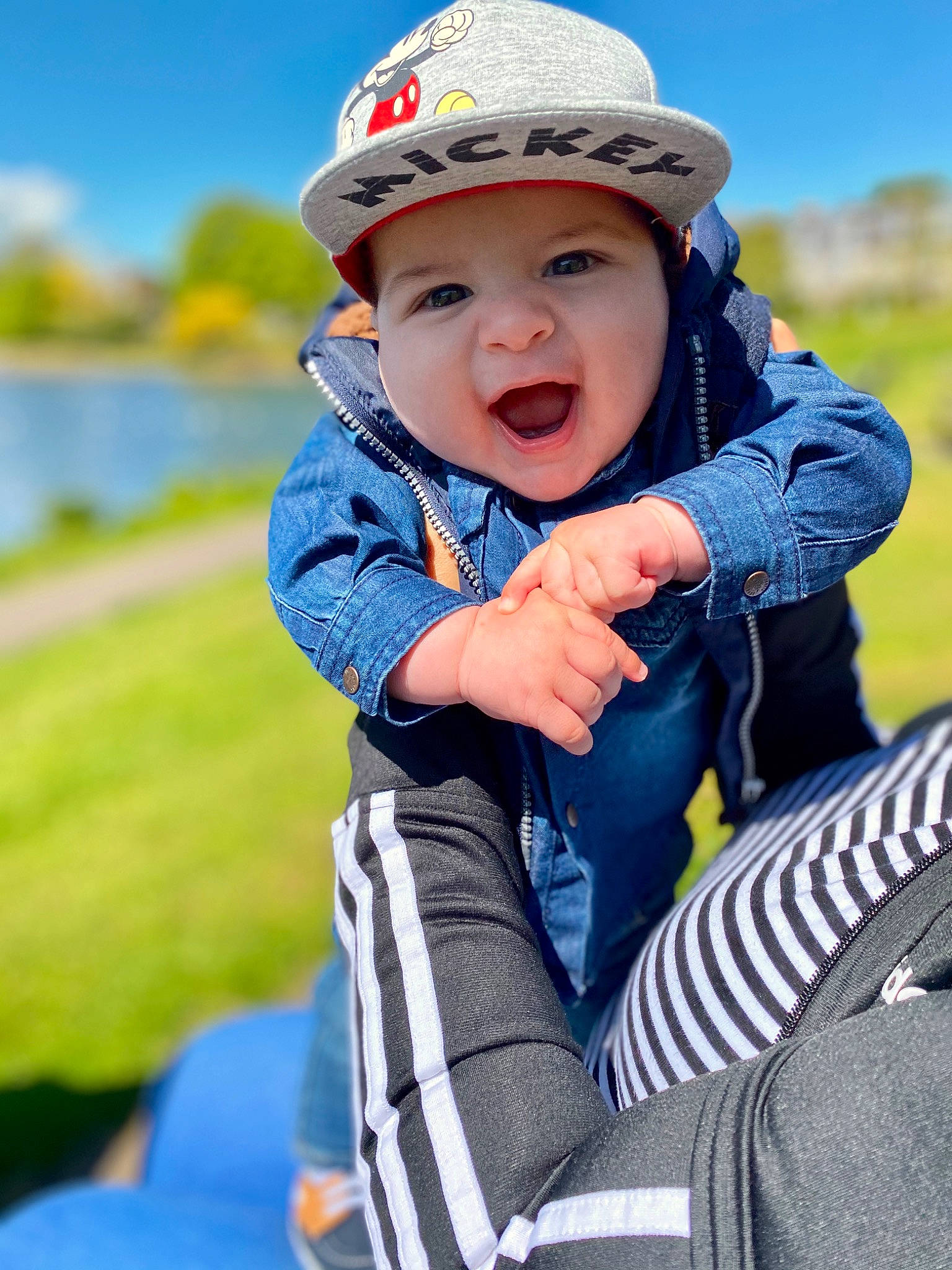 David joined the competition — help win amazing prizes! baby, baby_toddler_clothing, blue, cap, child, electric_blue, fun, grass, happy, hat, headgear, headwear, leisure, people_in_nature, person, personal_protective_equipment, photograph, plant, sky, smile