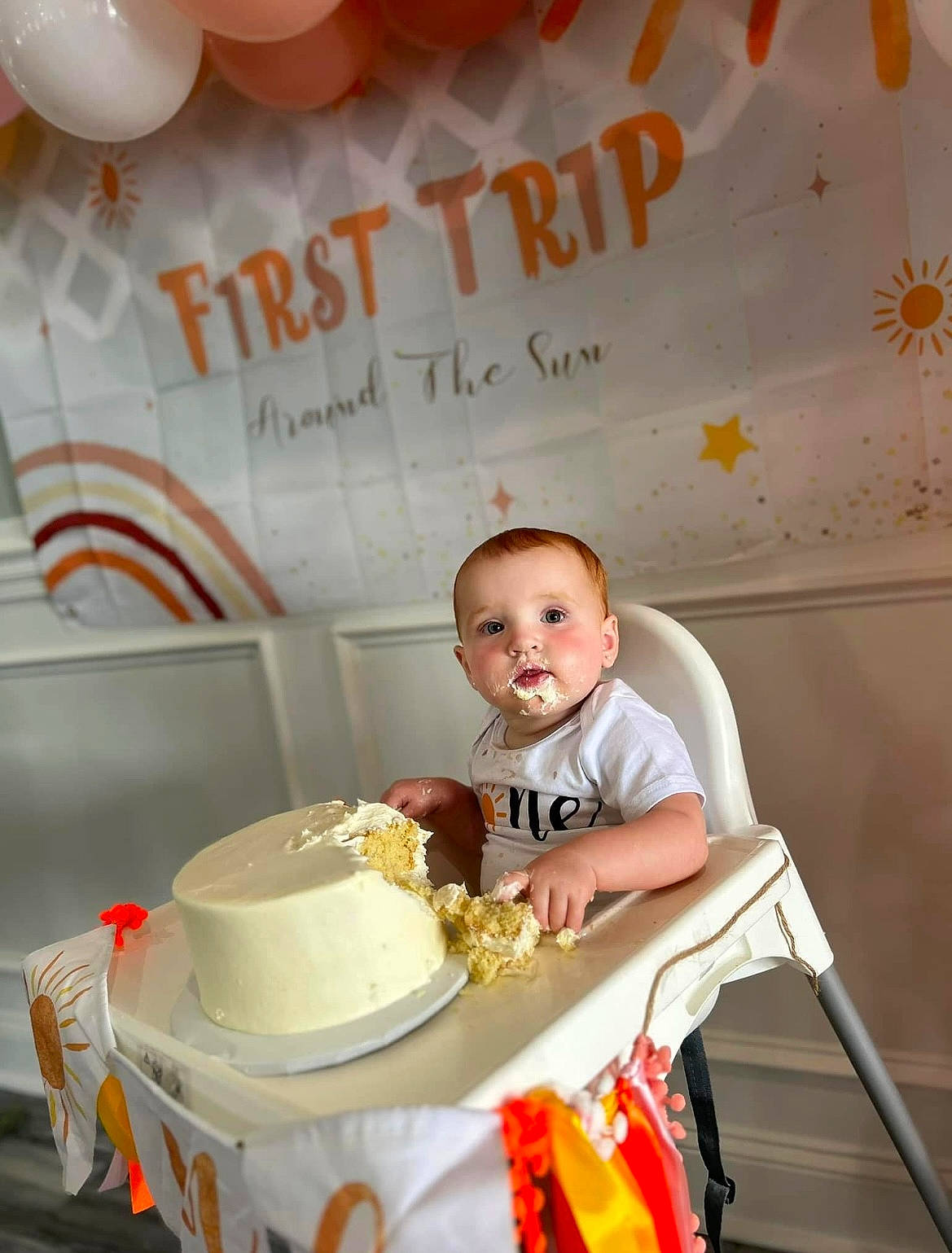 Alayna joined the competition — help win amazing prizes! baby, baking, balloon, cake_decorating, chair, child, coffee_cup, cup, dishware, drinkware, event, food, happy, orange, person, plate, serveware, tableware, teacup, toddler