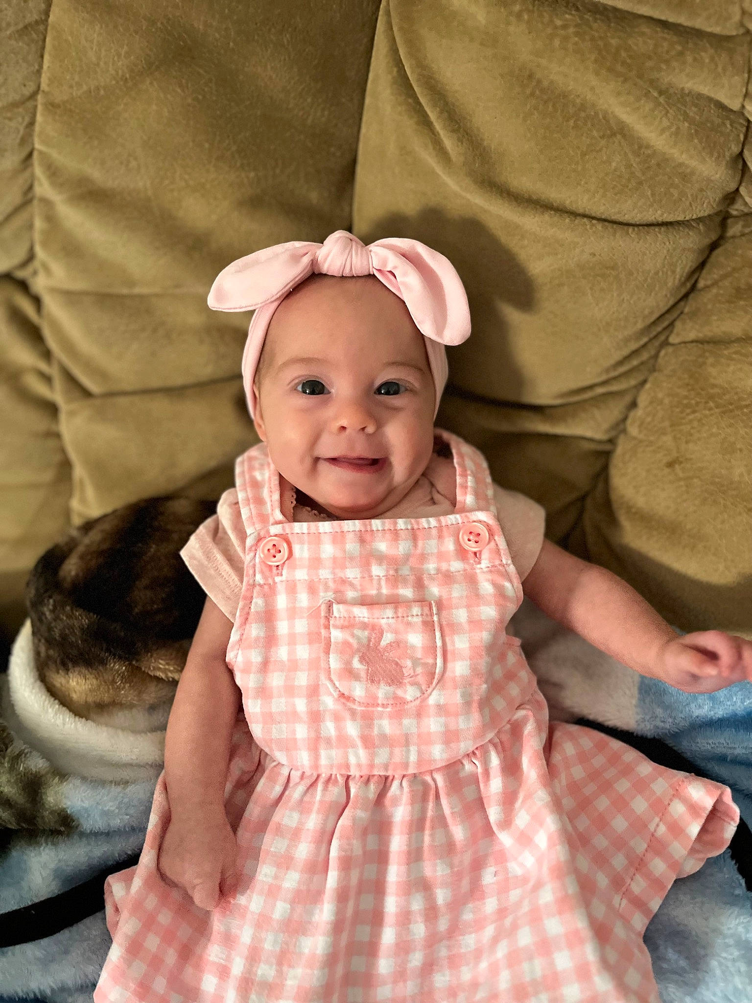 Mya joined the competition — help win amazing prizes! baby, baby_toddler_clothing, child, comfort, day_dress, dress, embellishment, face, fun, happy, headwear, joy, magenta, neck, one_piece_garment, peach, person, pink, skin, sleeve