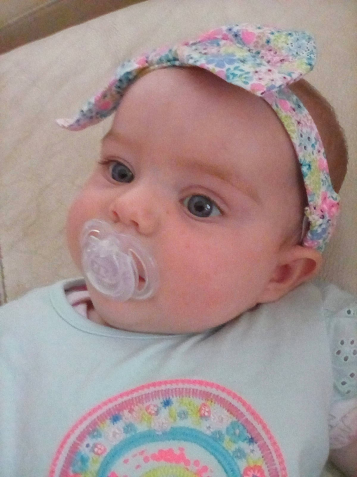 Lilly-mae joined the competition — help win amazing prizes! baby, cheek, child, face, fashion_accessory, forehead, hair_accessory, head, headband, headgear, lip, mouth, person, pink, skin, smile, toddler