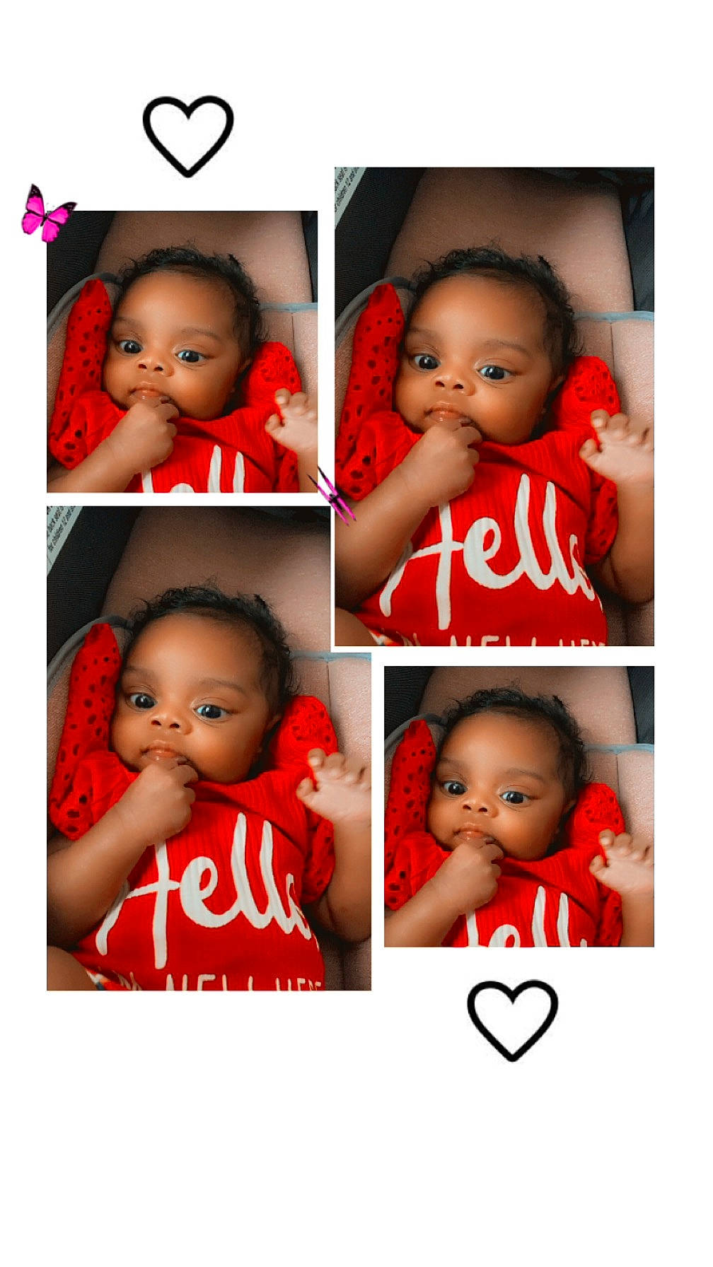 Journee is registered to the contest to win money with this photo: baby, cheek, child, chin, eyelash, face, facial_expression, flash_photography, font, gesture, hairstyle, happy, human, mammal, organ, people, person, photograph, product, red