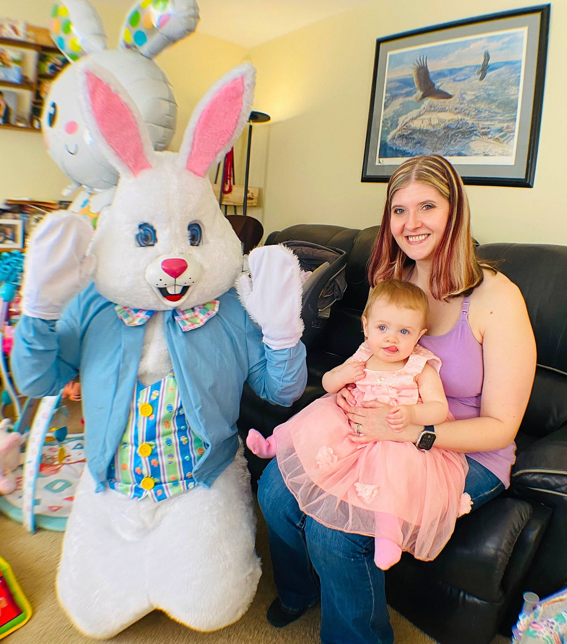 Lily joined the competition — help win amazing prizes! baby, baby_toddler_clothing, child, domestic_rabbit, easter_bunny, event, fun, fur, happy, joy, lap, organ, person, picture_frame, pink, rabbit, rabbits_and_hares, sharing, skin, smile