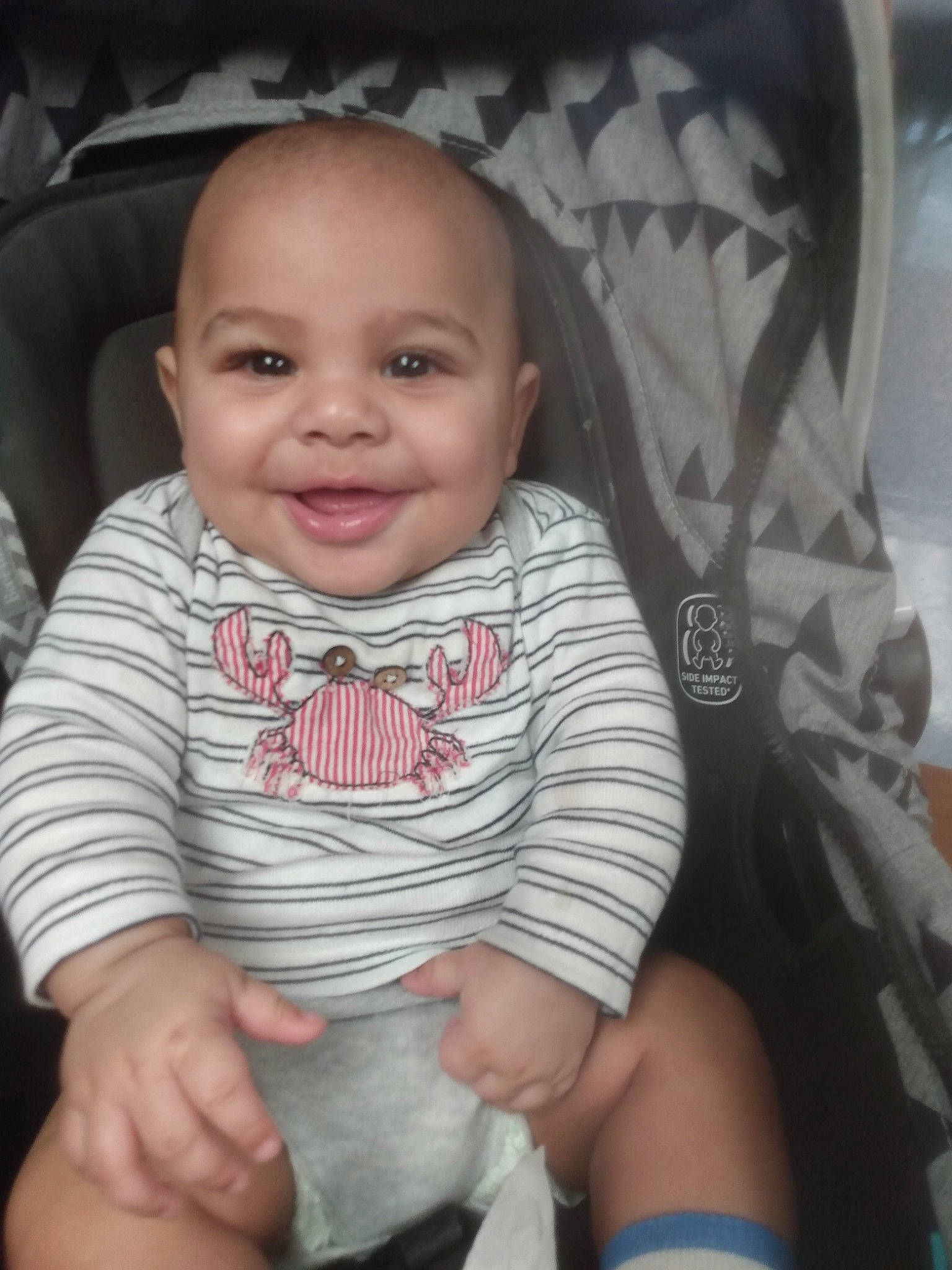 Malachi joined the competition — help win amazing prizes! baby, baby_toddler_clothing, cheek, chin, comfort, cool, eye, finger, flash_photography, happy, head, iris, joy, mouth, neck, nose, person, product, skin, sleeve