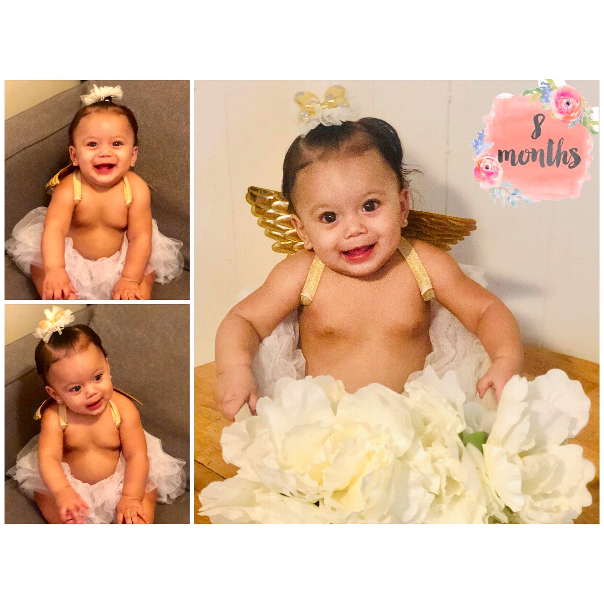 Jaylani joined the competition — help win amazing prizes! baby, beauty, child, dress, face, fashion_accessory, flower_girl, gown, hair, hair_accessory, hairstyle, head, headpiece, human, joy, person, petal, photography, pink, skin