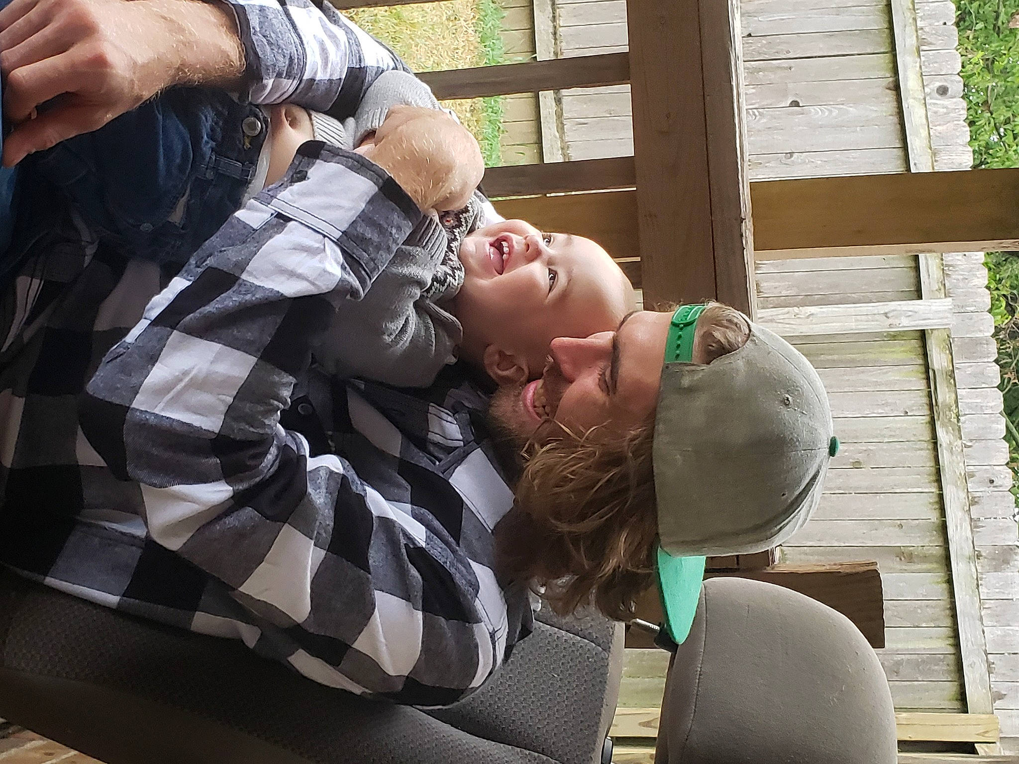 Dorian joined the competition — help win amazing prizes! baby, baby_products, child, comfort, elbow, eyewear, fun, grass, hand, happy, hat, lap, leisure, pattern, person, plaid, sitting, tartan, thigh, toddler