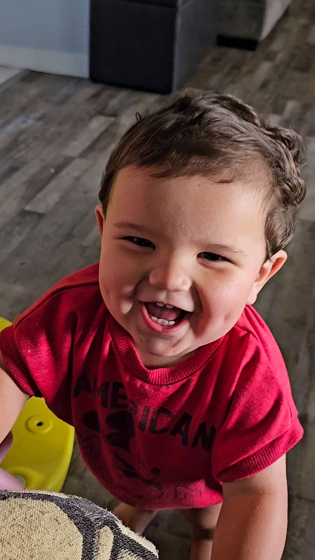 Liam joined the competition — help win amazing prizes! baby, baby_toddler_clothing, cheek, child, face, flash_photography, fun, grass, happy, head, iris, lip, mouth, nose, person, skin, sleeve, smile, summer, t_shirt