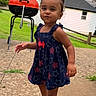 Nevaeh joined the competition — help win amazing prizes! child, toddler, girl, portrait, outdoor, backyard, dress, navy_dress, bow, shoes, smiling, standing, barbecue_grill, house, lawn, trees, concrete, summer, facial_expression, photography