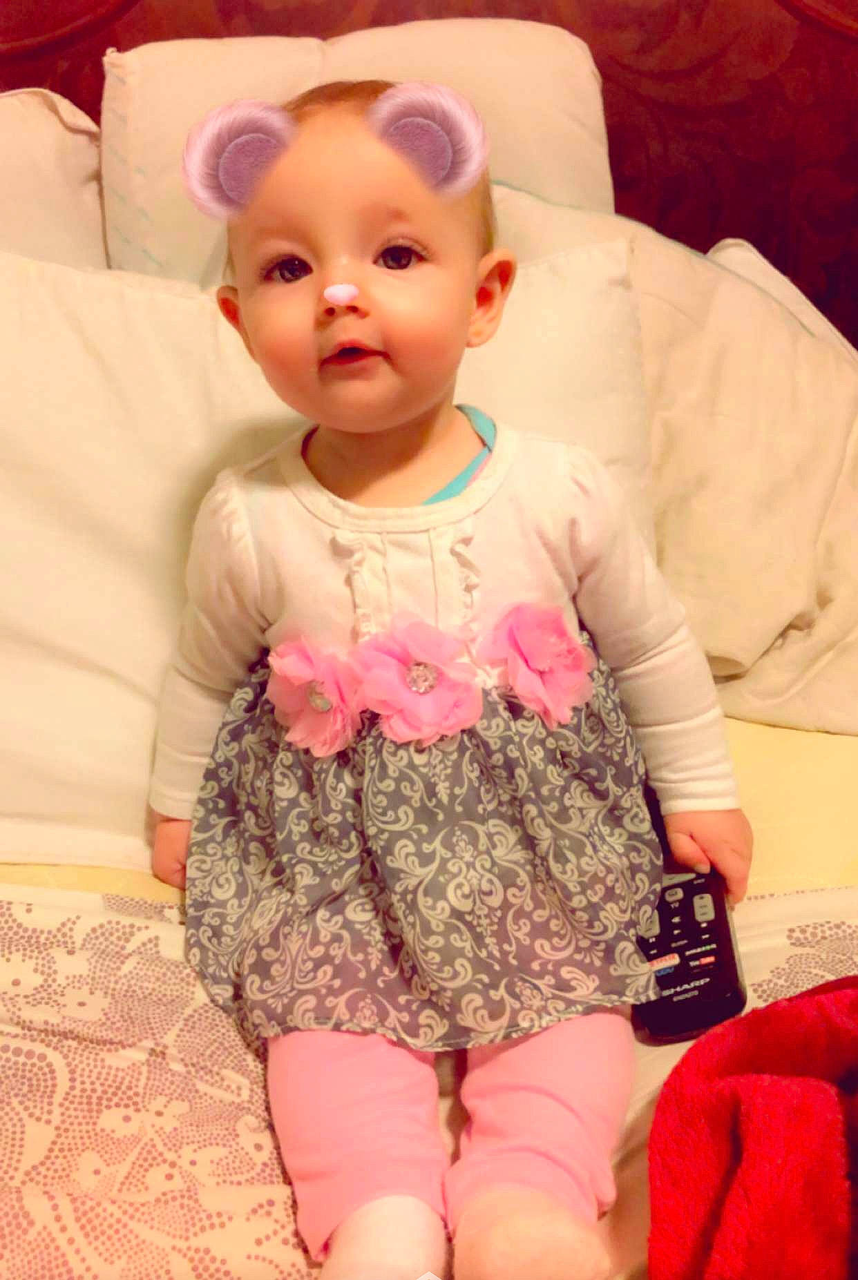 Ainsleigh joined the competition — help win amazing prizes! baby, cheek, child, doll, face, head, lip, person, pink, sitting, skin, toddler, toy