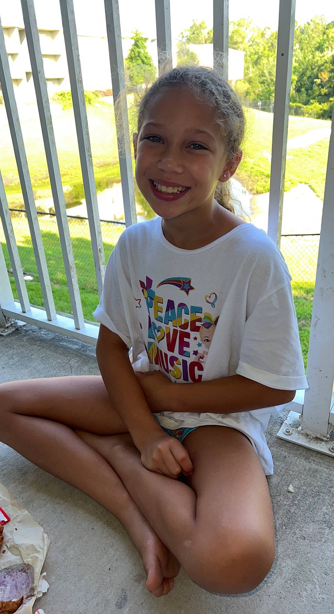 Nevaeh joined the competition — help win amazing prizes! eye, face, facial_expression, fun, grass, hair, hairstyle, happy, head, human_body, joint, joy, leg, leisure, person, plant, shoulder, skin, smile, t_shirt