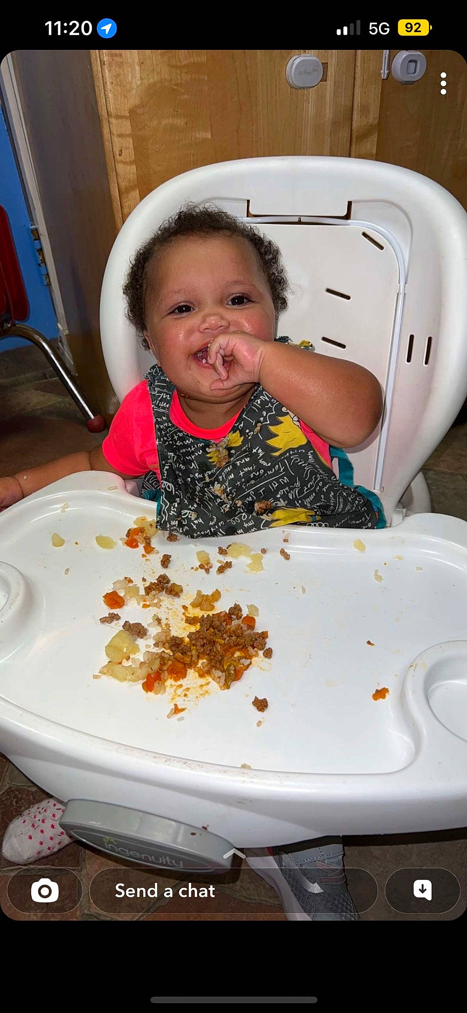 Aaliyah joined the competition — help win amazing prizes! baby, baby_toddler_clothing, chair, cheek, child, comfort_food, cooking, cuisine, dish, dishware, eye, food, fun, ingredient, mixture, person, plate, recipe, serveware, tableware