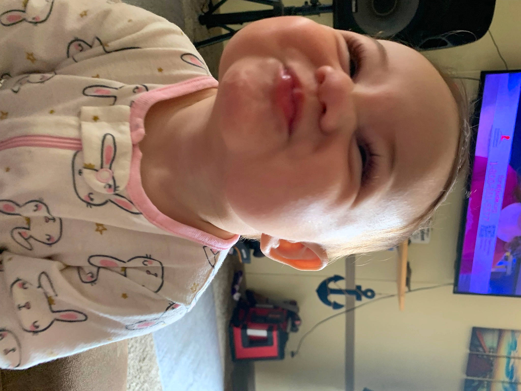 Isabel joined the competition — help win amazing prizes! baby, cheek, chest, child, ear, eyelash, eyewear, flesh, fun, hat, headgear, jaw, mouth, neck, pattern, person, personal_protective_equipment, room, sleeve, smile