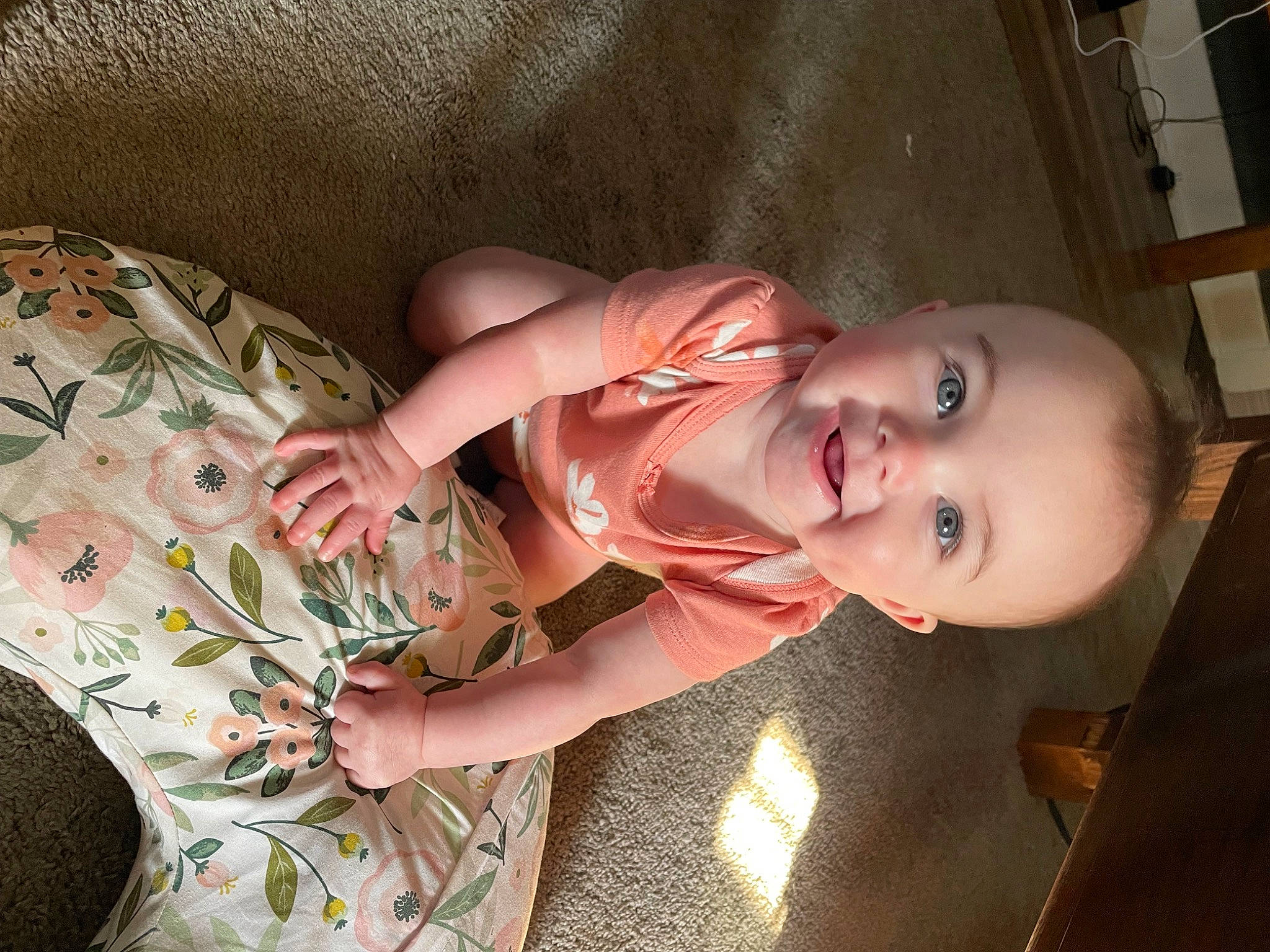 Hendrix joined the competition — help win amazing prizes! baby, baby_laughing, baby_products, baby_toddler_clothing, cheek, child, dress, finger, flooring, fun, happy, human_body, joy, mouth, nail, pattern, person, sitting, skin, smile