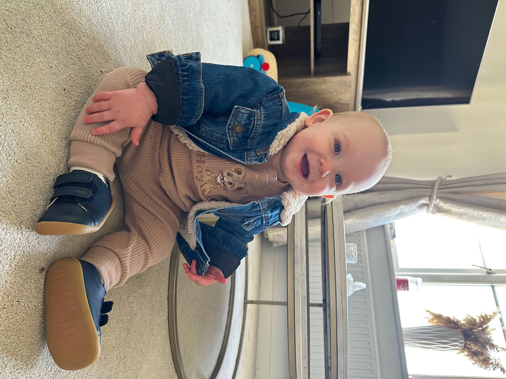 Enzo joined the competition — help win amazing prizes! baby, baby_toddler_clothing, child, denim, elbow, electric_blue, foot, fun, hat, human_leg, joint, knee, leg, person, sandal, smile, thigh, tire, toddler, vehicle_door