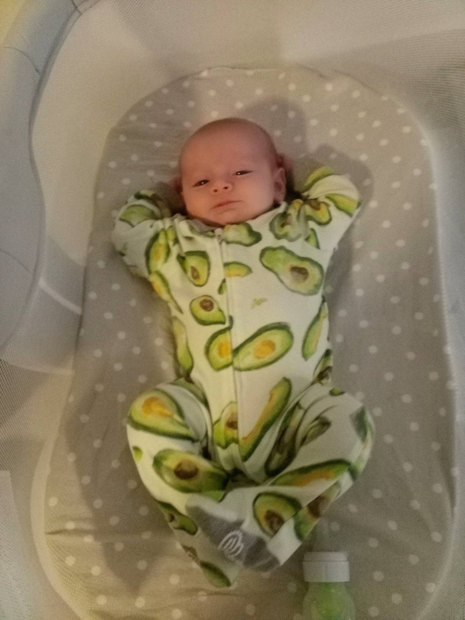 King is registered to the contest to win money with this photo: baby, baby_products, baby_safety, baby_sleeping, baby_toddler_clothing, bedtime, child, comfort, linens, pattern, person, sitting, sleeve, toddler