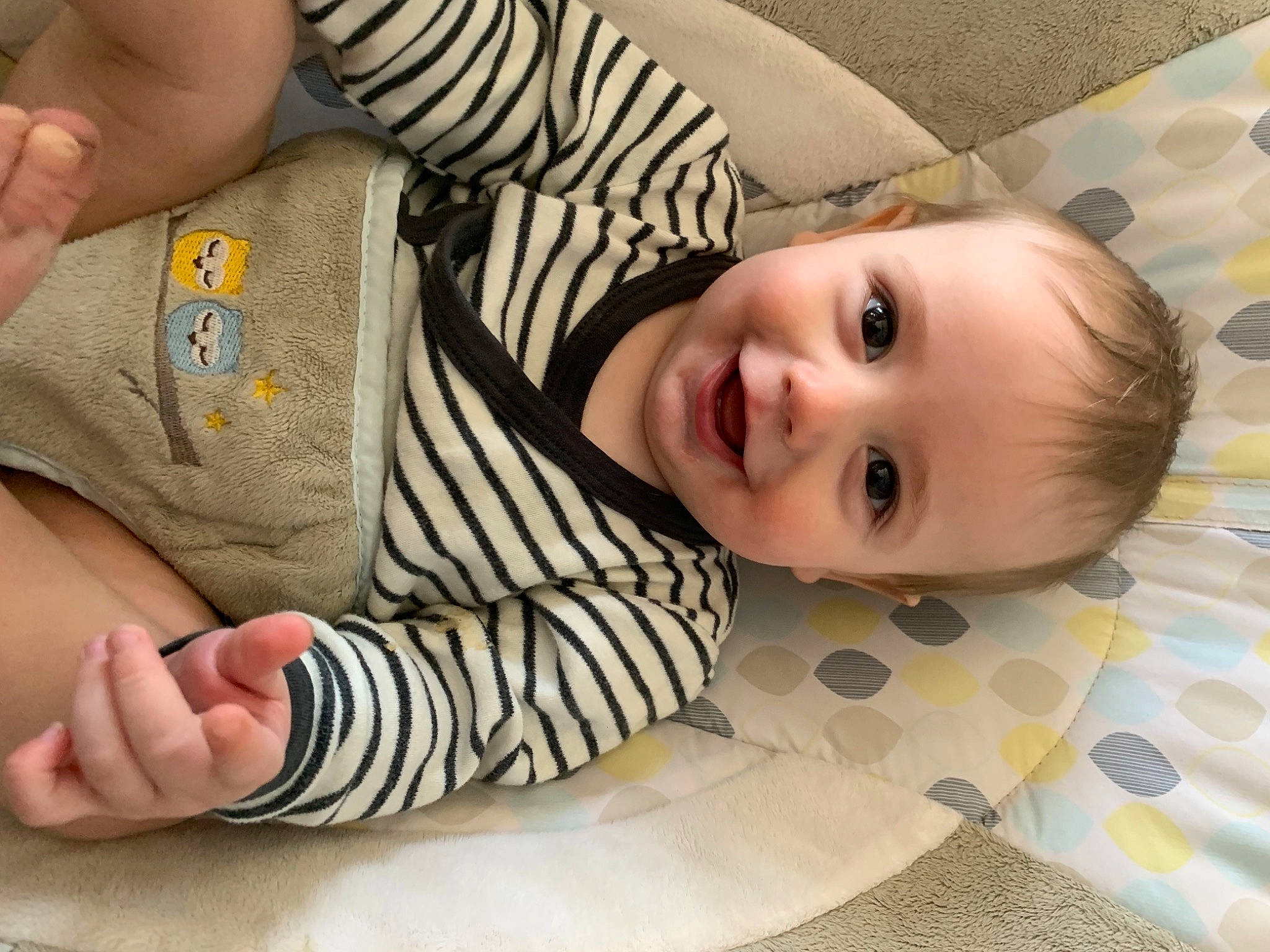 Maxwell joined the competition — help win amazing prizes! baby, baby_toddler_clothing, cheek, comfort, eye, facial_expression, finger, floor, flooring, gesture, happy, head, joy, mammal, nose, person, product, skin, sleeve, smile