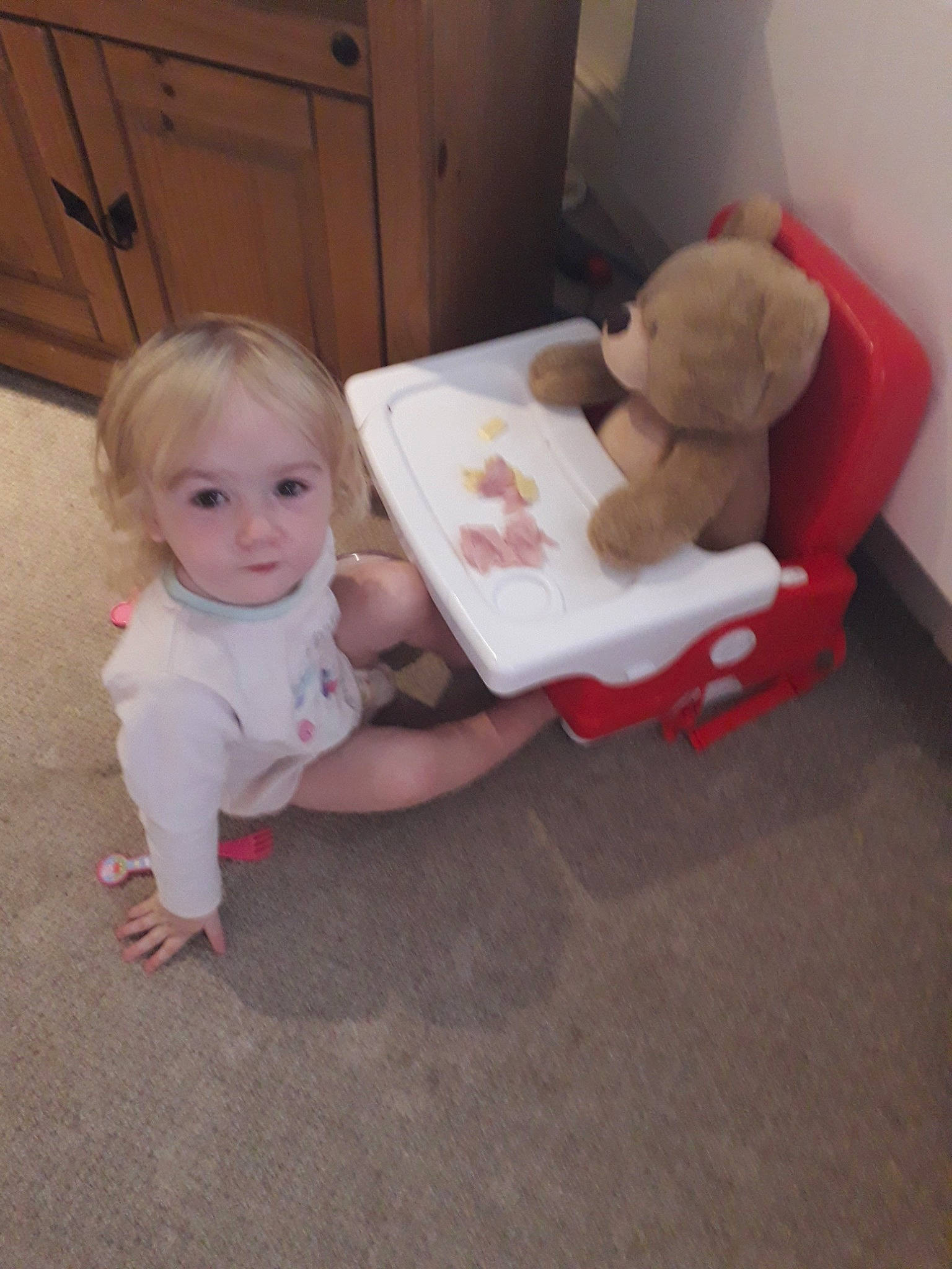 Maisie is registered to the contest to win money with this photo: baby, child, fawn, floor, flooring, person, play, product, room, skin, toddler, toy