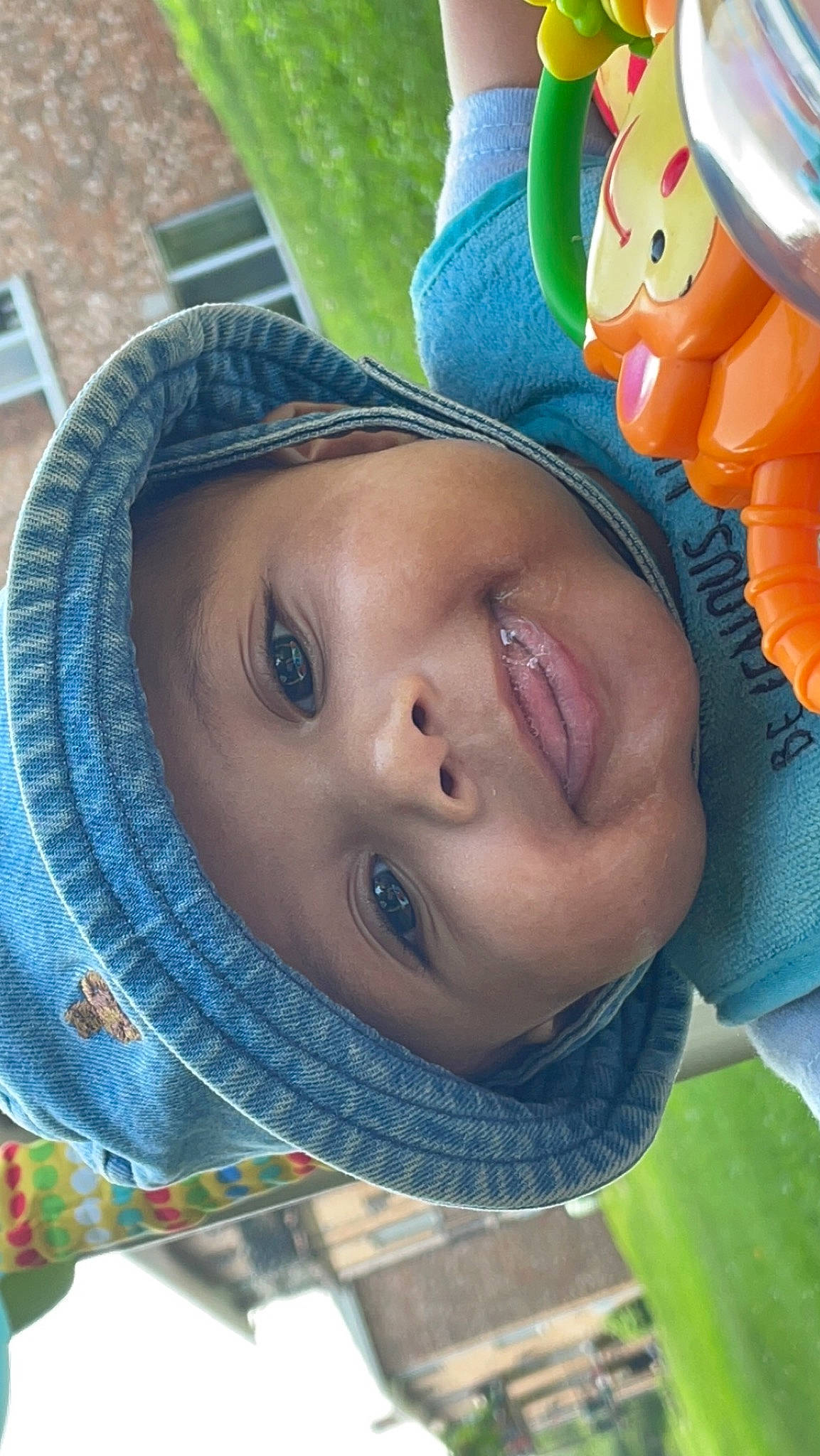 Jakari joined the competition — help win amazing prizes! azure, baseball_cap, cap, cheek, child, electric_blue, fashion_accessory, fun, grass, happy, hat, headgear, headwear, leisure, nose, organ, person, plant, stuffed_toy, sun_hat