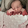 baby, blanket, car_seat, child, closeup, comfort, cozy, cushion, cute, face, hand, indoors, infant, newborn, peaceful, pink, portrait, resting, sleeping, soft_texture