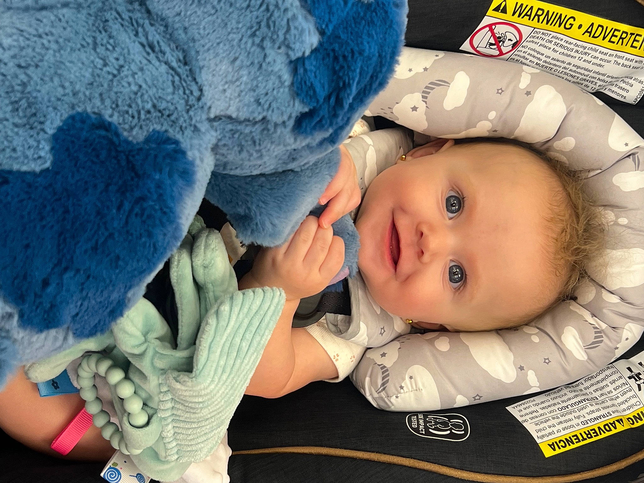 Brayleigh joined the competition — help win amazing prizes! baby, baby_carriage, baby_products, baby_safety, baby_toddler_clothing, blue, cheek, child, comfort, electric_blue, eye, face, happy, infant_bed, joy, person, sitting, skin, smile, toddler