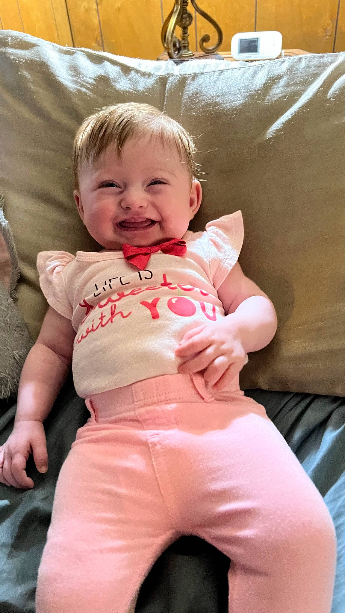 Abbie joined the competition — help win amazing prizes! abdomen, baby, baby_toddler_clothing, cheek, comfort, face, finger, hairstyle, happy, joy, person, pink, skin, sleeve, smile, stomach, t_shirt, textile, thigh, toddler