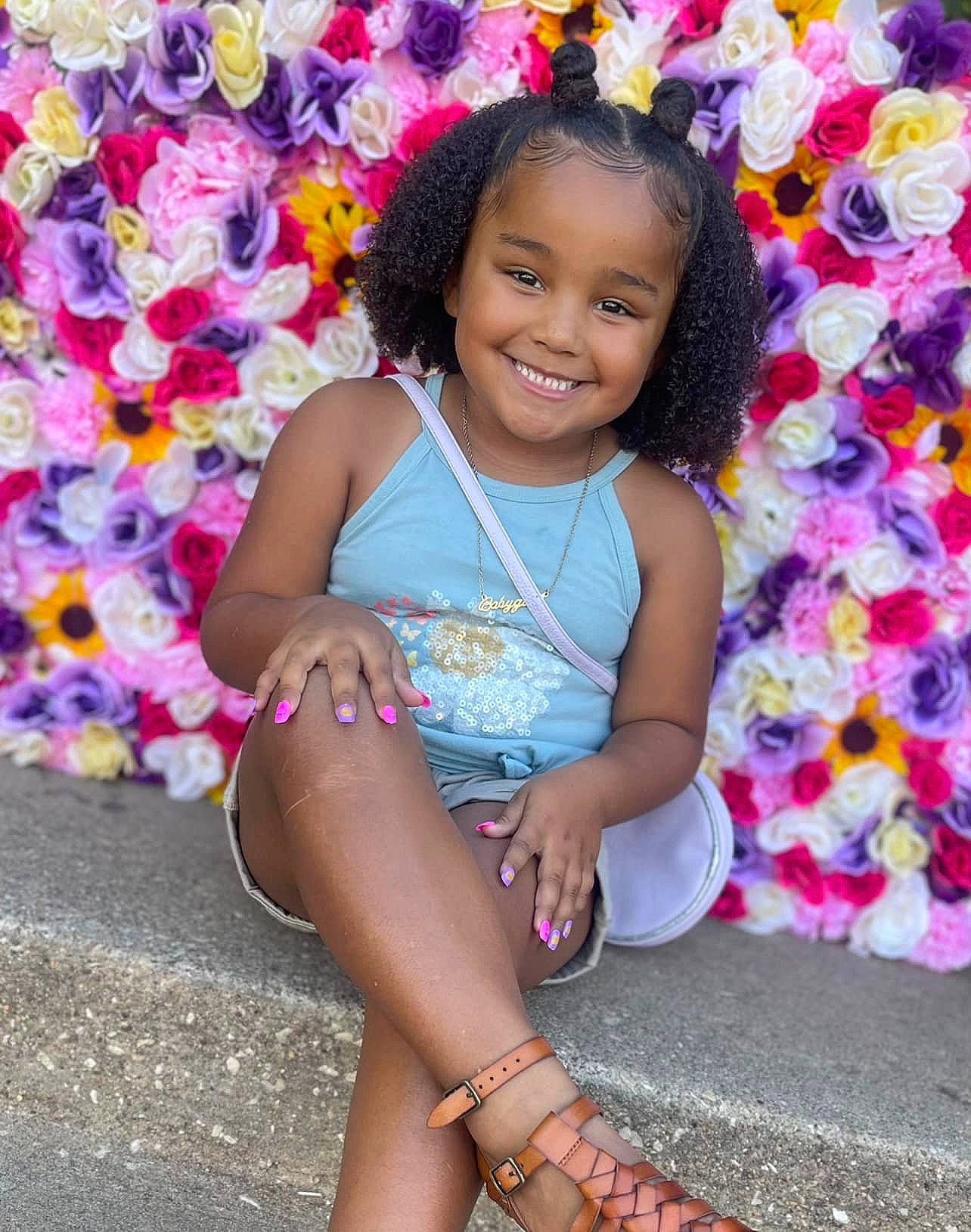 Nyla joined the competition — help win amazing prizes! eye, face, facial_expression, fashion, flower, fun, hair, happy, head, iris, joy, leg, magenta, person, photograph, pink, plant, purple, skin, smile