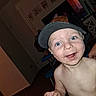 Franklin joined the competition — help win amazing prizes! toddler, child, blue_eyes, cap, smiling, indoors, face, bare_chest, happy, cute, food_smudges, person, expression, young_child, portrait, skin, hand, living_room, furniture, television