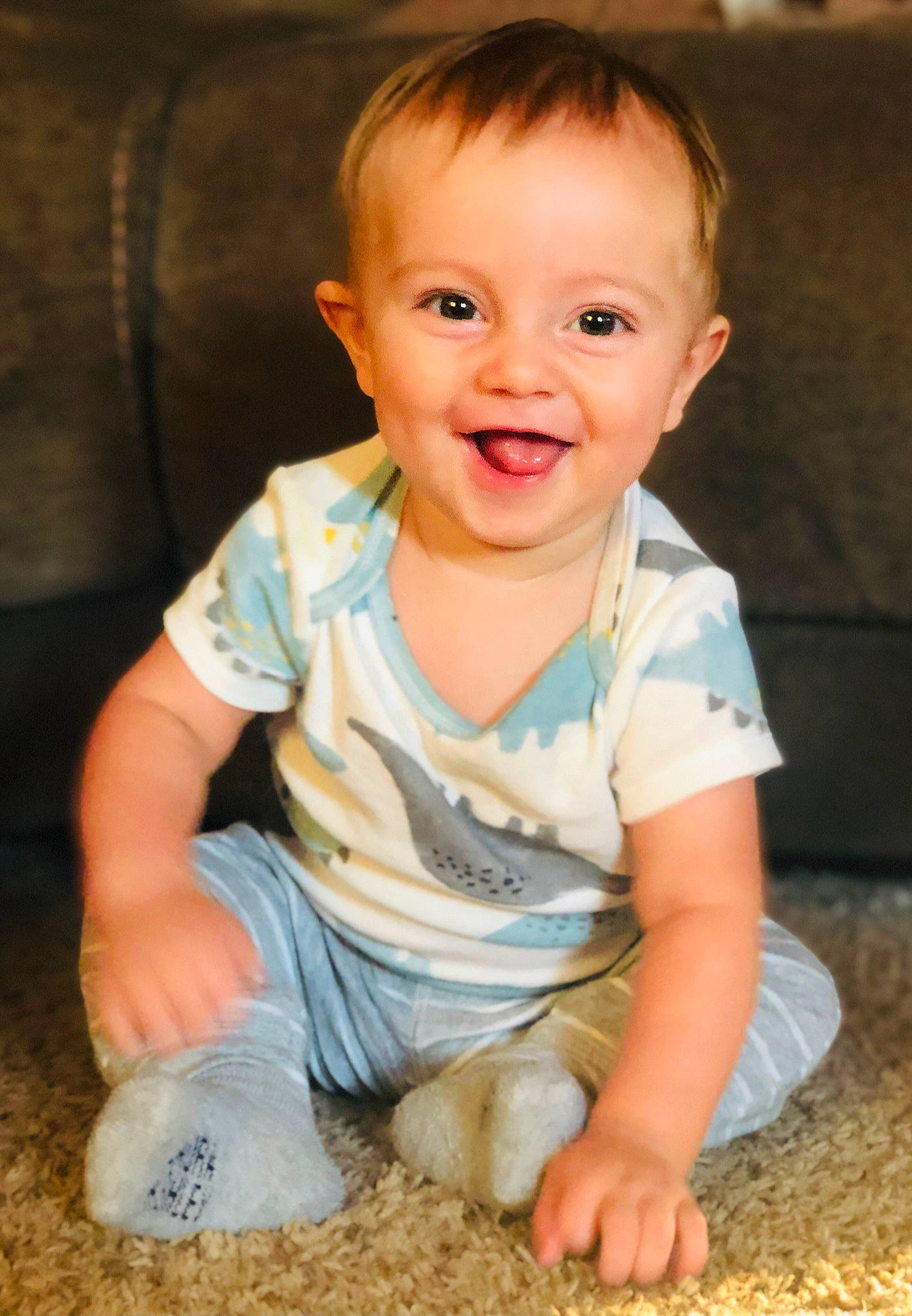 Rhyatt joined the competition — help win amazing prizes! baby, baby_toddler_clothing, cheek, child, chin, finger, floor, flooring, fun, grass, happy, iris, joy, mouth, nose, person, skin, sleeve, smile, t_shirt