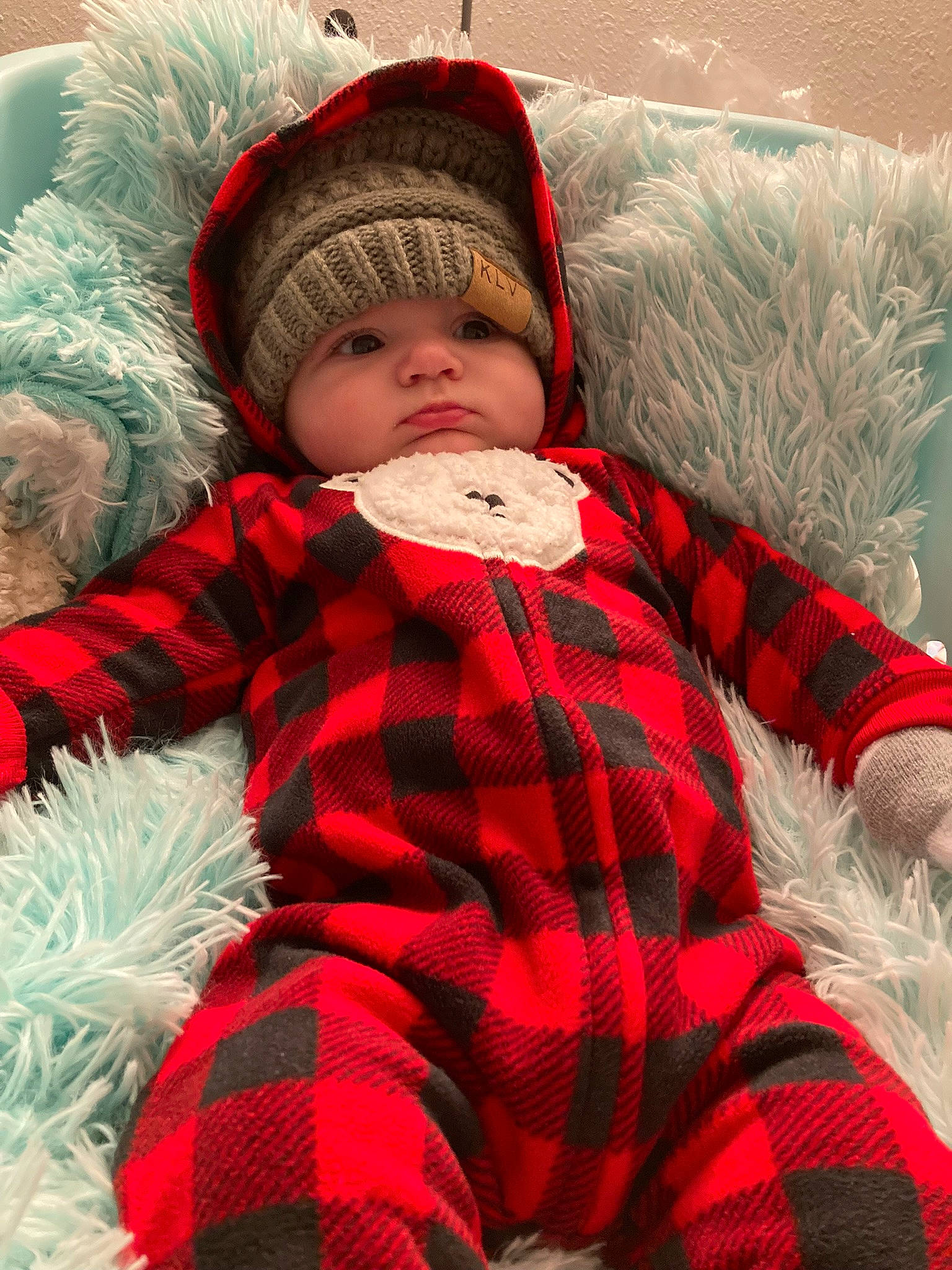 Charles joined the competition — help win amazing prizes! baby, baby_toddler_clothing, christmas, christmas_eve, comfort, event, happy, hat, headwear, holiday, linens, outerwear, pattern, person, plaid, plant, red, sleeve, tartan, textile