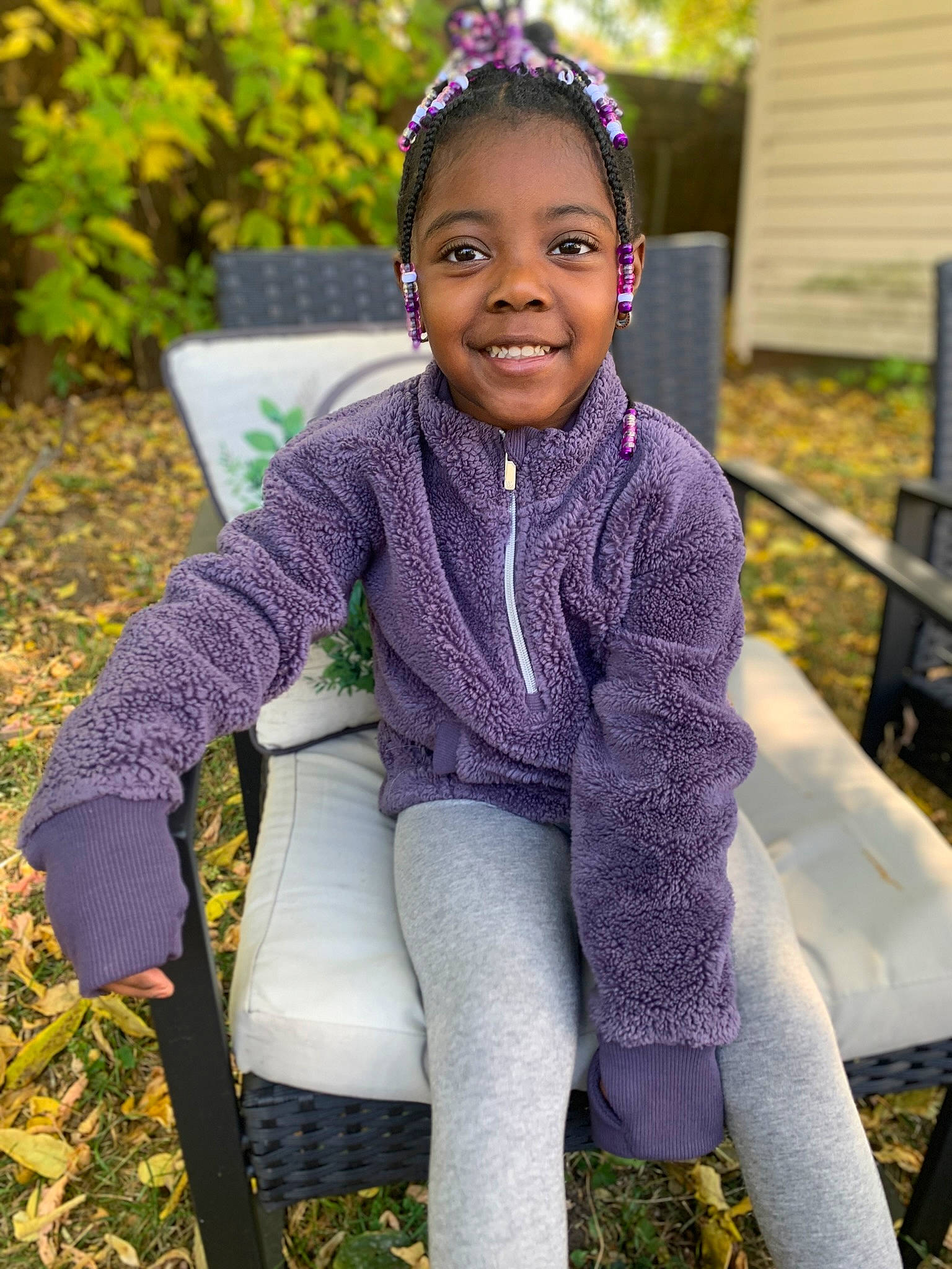 Karly joined the competition — help win amazing prizes! beauty, cool, electric_blue, eye, face, grass, hairstyle, happy, jewellery, joy, knee, leisure, magenta, person, plant, purple, recreation, sitting, sleeve, smile