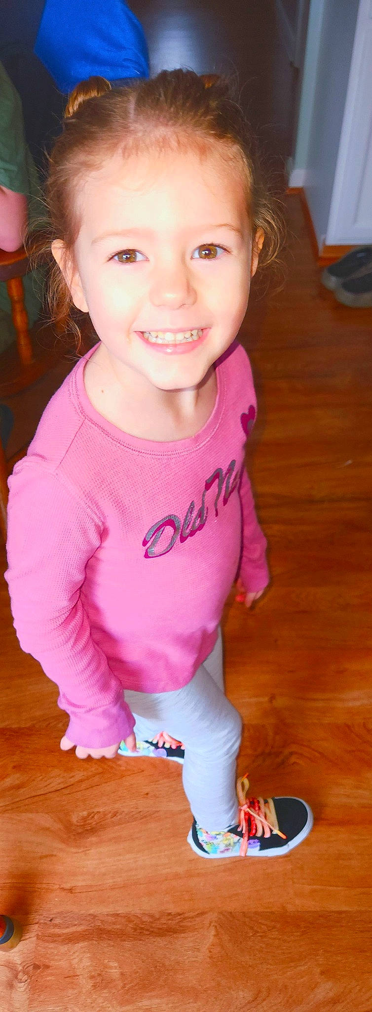 Charleigh is registered to the contest to win money with this photo: baby_toddler_clothing, blond, brown_hair, cheek, cool, eyelash, face, hair, happy, head, joy, long_hair, magenta, neck, person, pink, skin, sleeve, smile, t_shirt