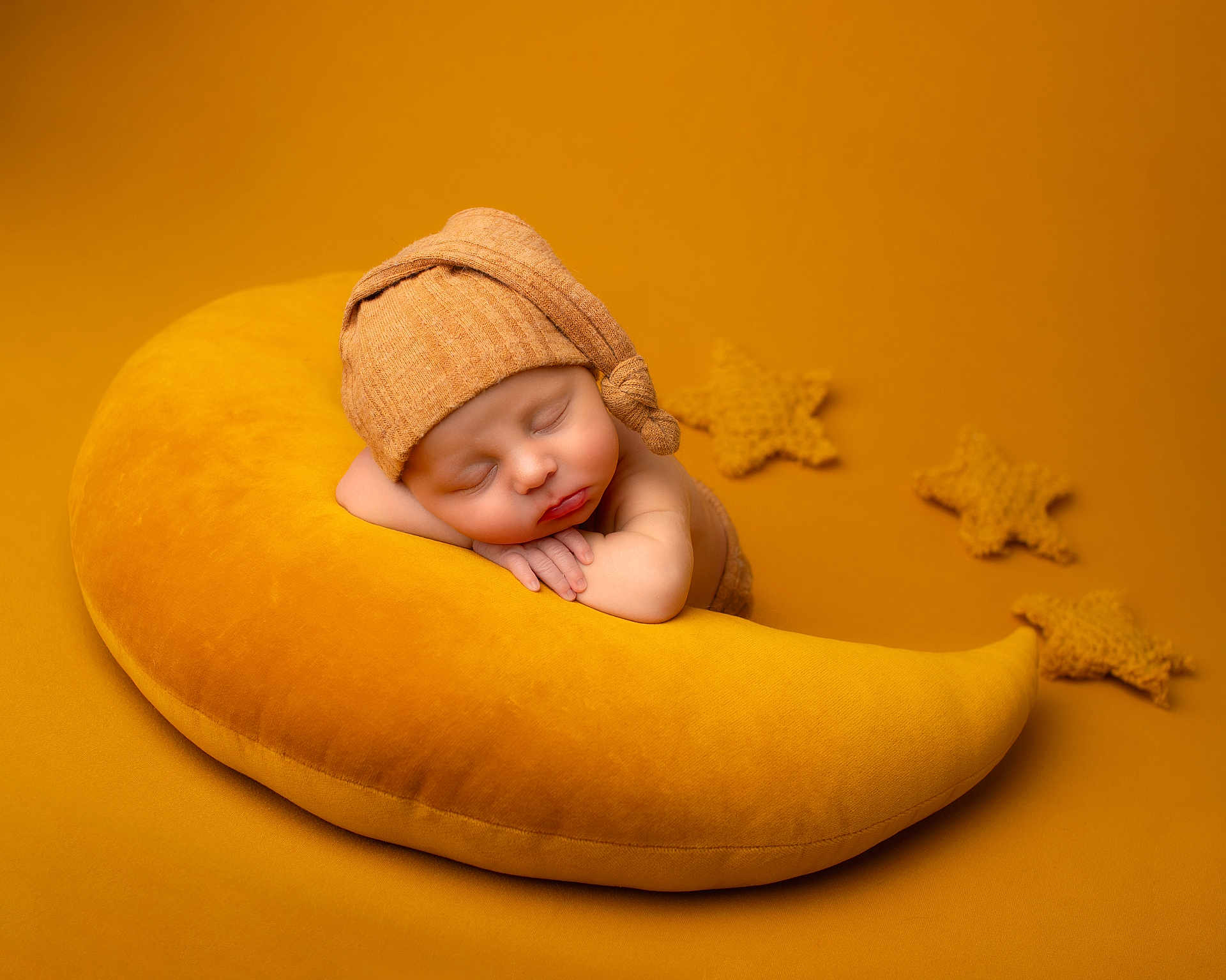 Roman joined the competition — help win amazing prizes! baby, sleeping, hat, pillow, yellow, mustard, star, knit, cozy, soft, newborn, resting, child, cute, portrait, indoor, warm_colors, peaceful, background, blanket