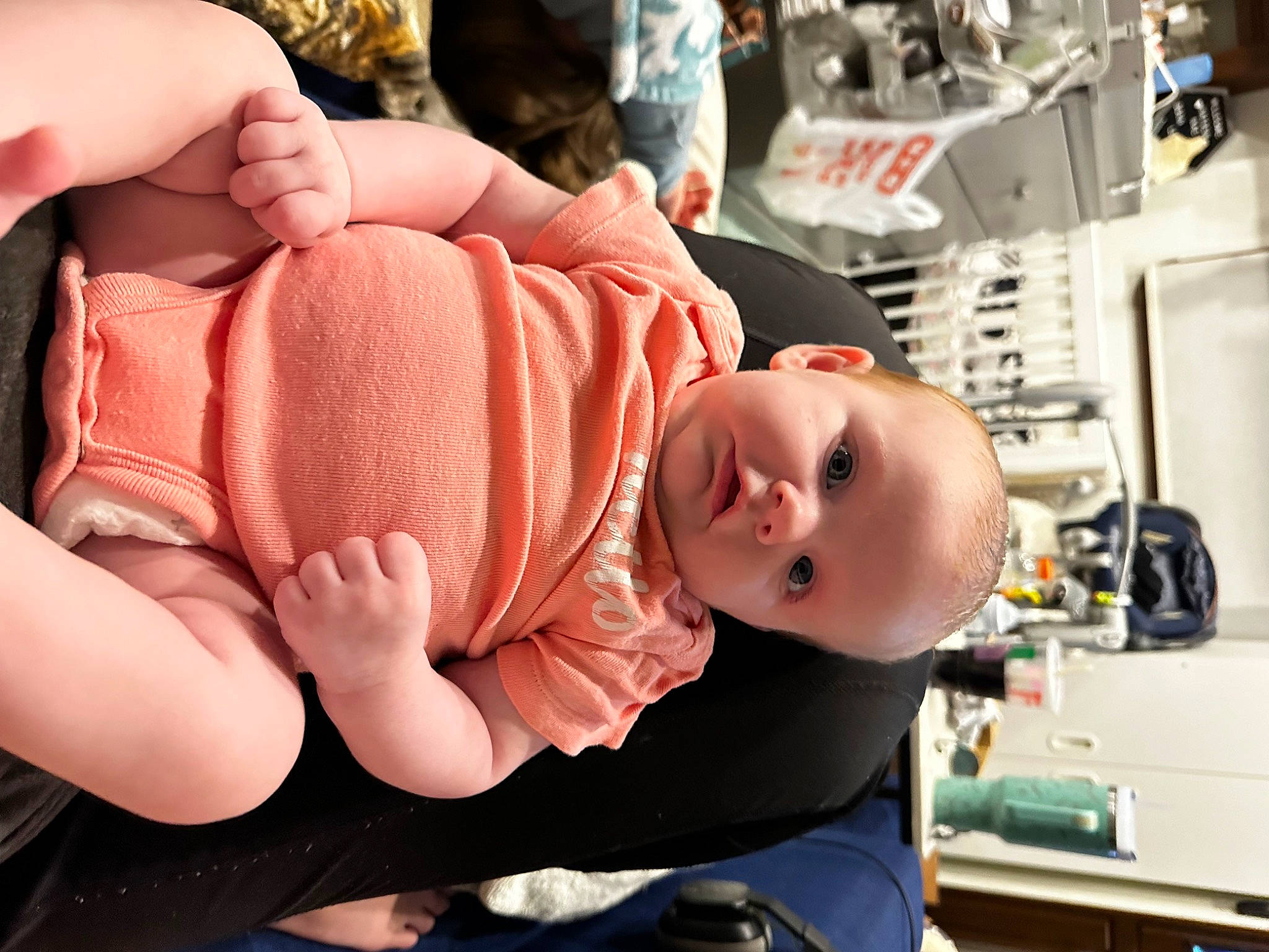 Hayden Rae is registered to the contest to win money with this photo: abdomen, baby, baby_products, baby_toddler_clothing, cheek, child, comfort, elbow, eye, hat, human_leg, joint, knee, machine, mouth, person, room, service, sitting, thumb