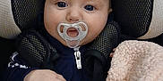 Ellipsis joined the competition — help win amazing prizes! baby, infant, pacifier, car_seat, blanket, bow, eyes, hand, zipper, buckle, headrest, soft_texture, sitting, cute, portrait, clothing, navy_jacket, plush_blanket, seatbelt, indoor