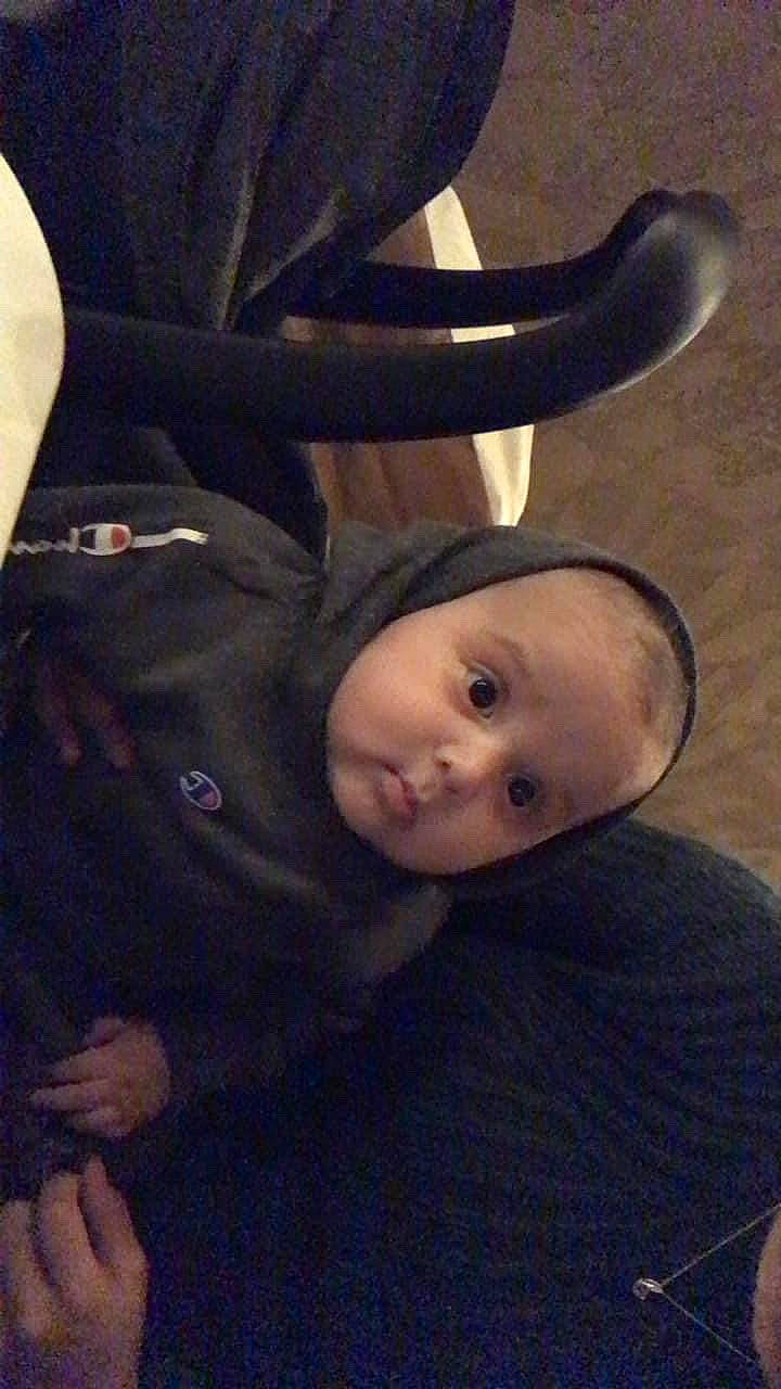 Azriel joined the competition — help win amazing prizes! cheek, child, comfort, eye, fun, horn, person, personal_protective_equipment, sitting, toddler, wood