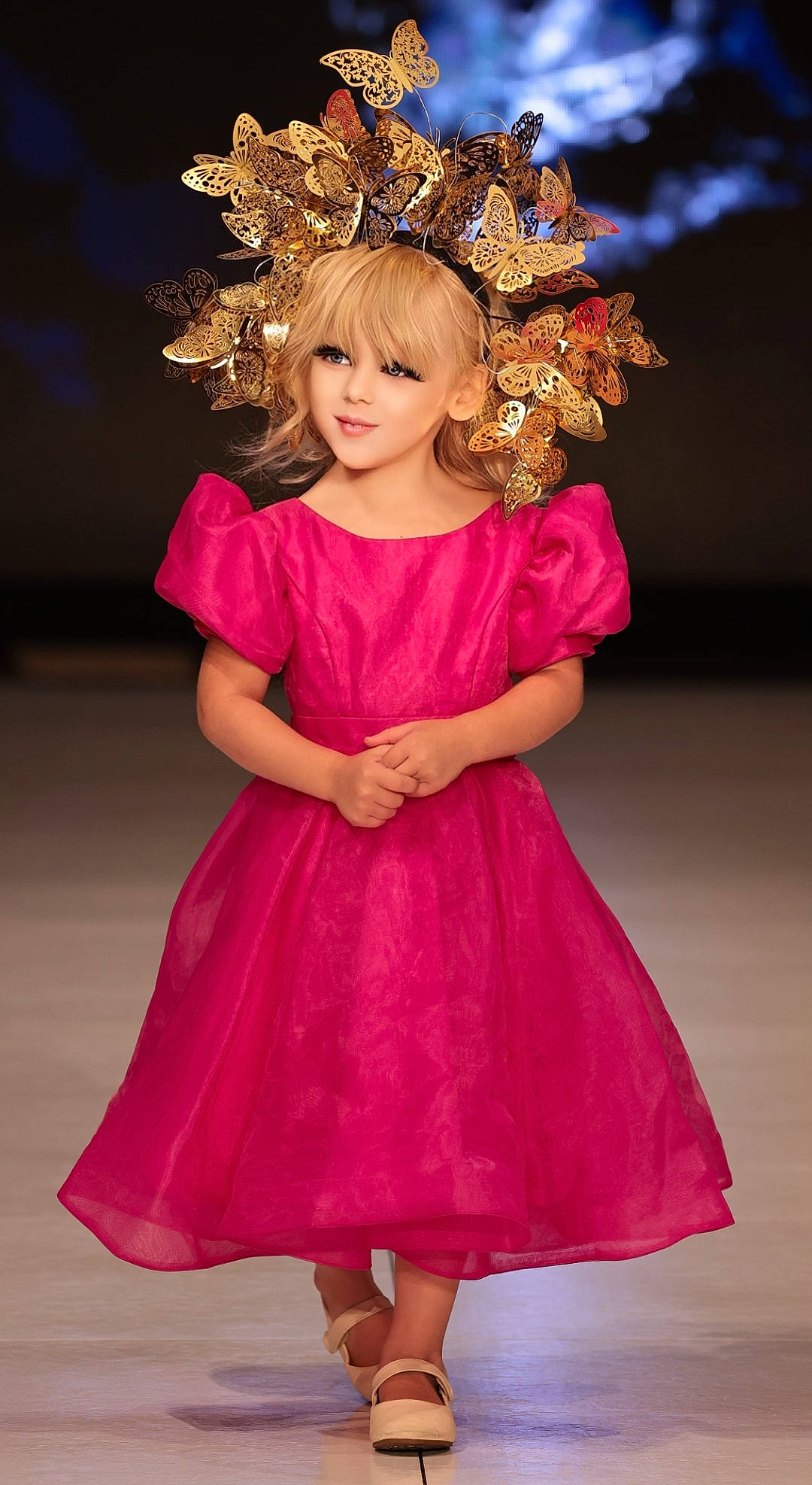 Rosaliegha Fantauzzi is registered to the contest to win money with this photo: bridal_party_dress, day_dress, dress, embellishment, fashion, fashion_design, formal_wear, fun, gown, happy, head, headgear, joy, long_hair, magenta, one_piece_garment, person, pink, purple, smile