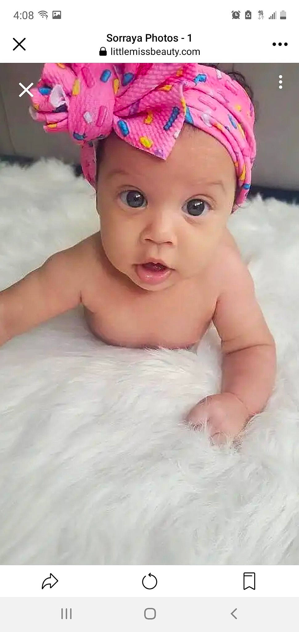 Sorraya is registered to the contest to win money with this photo: baby, baby_toddler_clothing, cap, child, costume_hat, face, fashion_accessory, fun, hair_accessory, happy, headband, headgear, headpiece, headwear, linens, magenta, person, petal, pink, skin