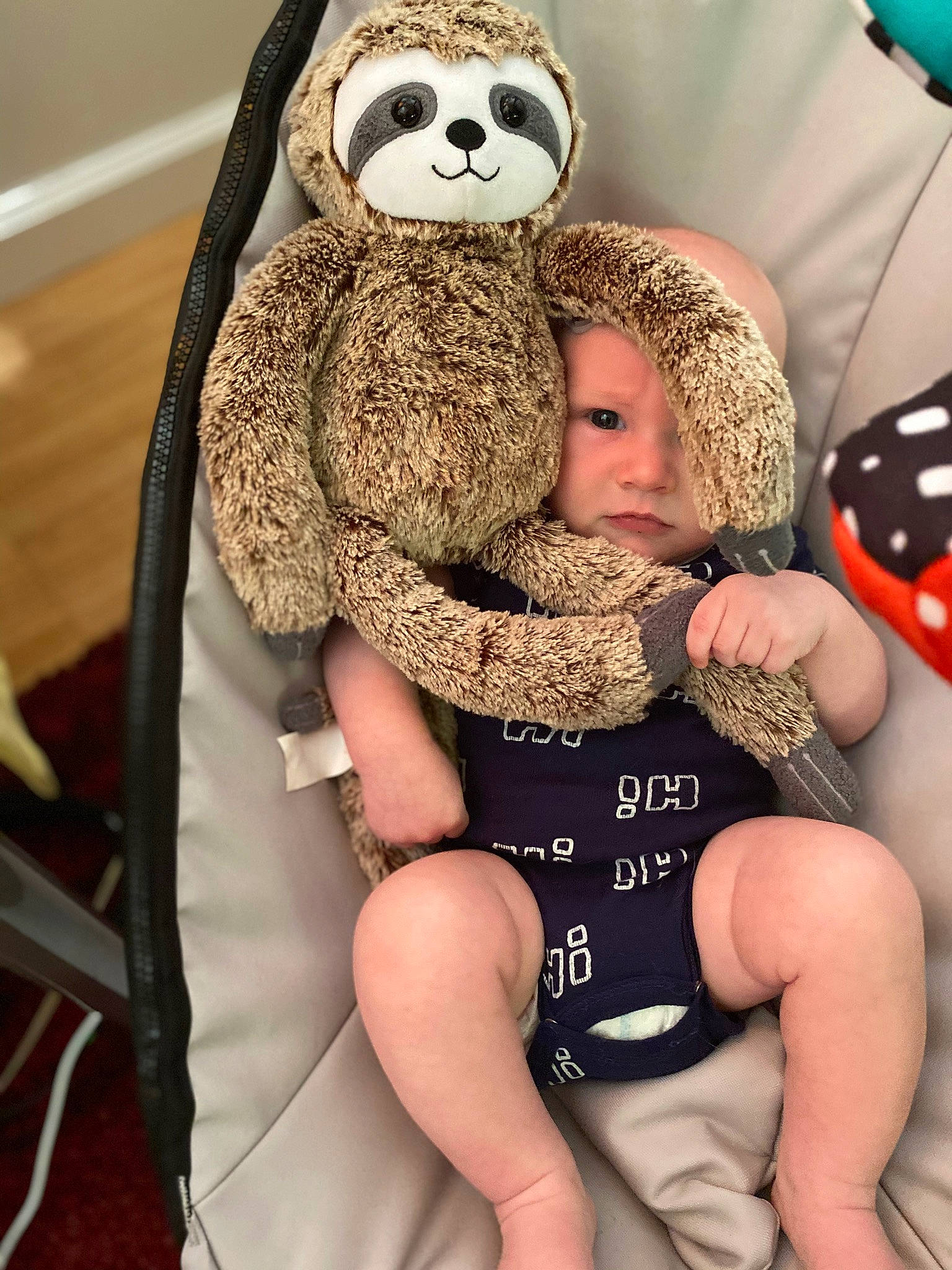 Ashton joined the competition — help win amazing prizes! baby, baby_products, beige, brown, car_seat, child, fur, headwear, leg, person, product, stuffed_toy, teddy_bear, textile, toddler