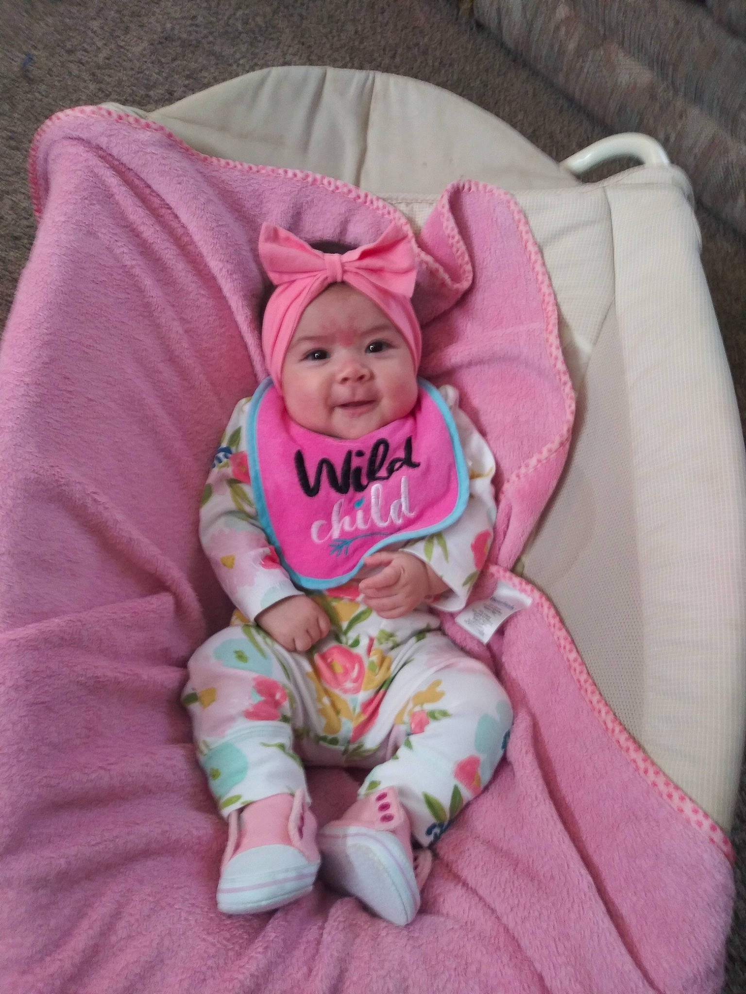 Yamilett joined the competition — help win amazing prizes! baby, baby_products, car_seat, child, nap_mat, person, pink, product, smile, toddler