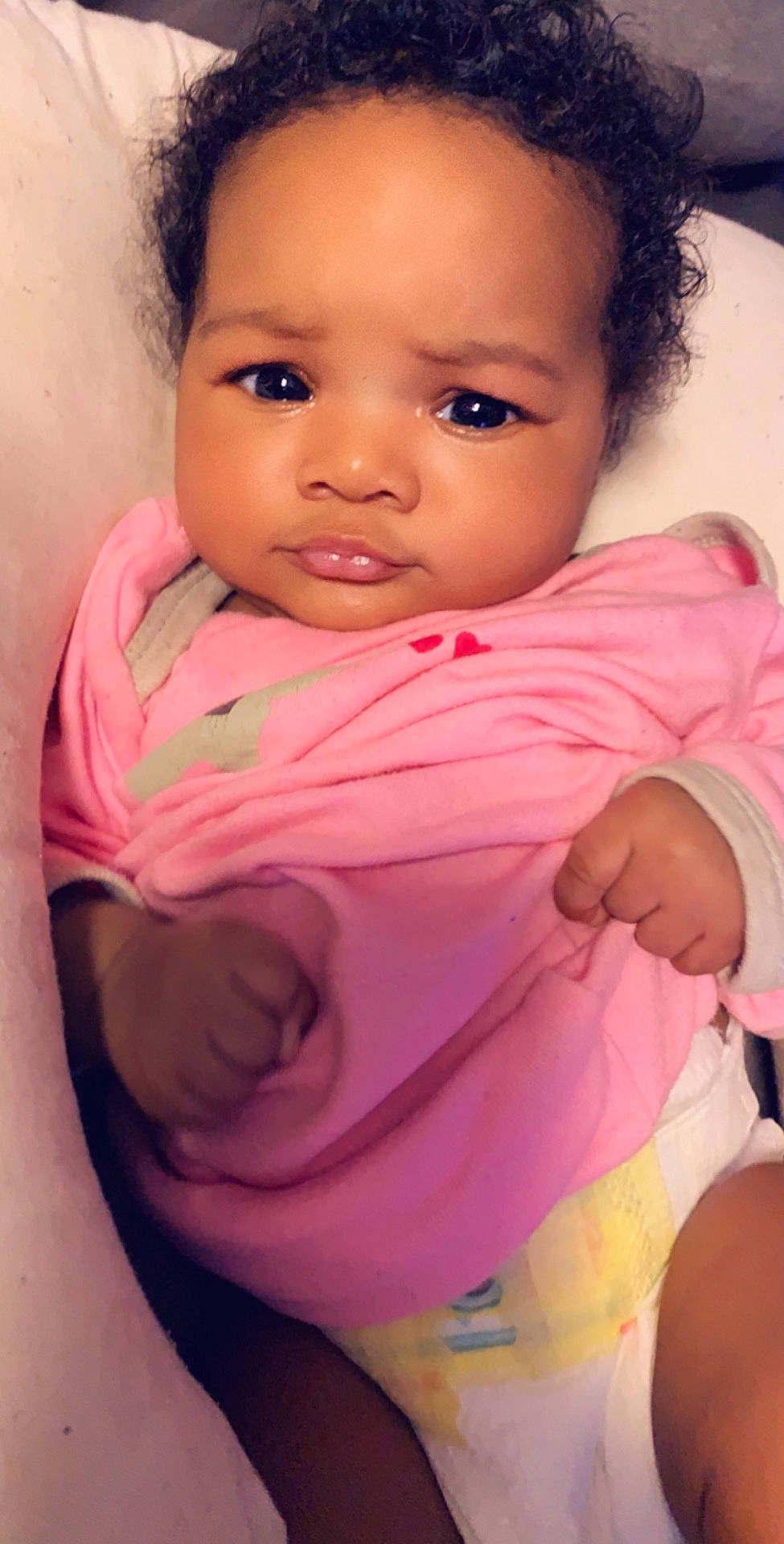 Maleeyah joined the competition — help win amazing prizes! abdomen, black_hair, cheek, child, eye, face, girl, head, infant, iris, lip, person, pink, skin, toddler, trunk