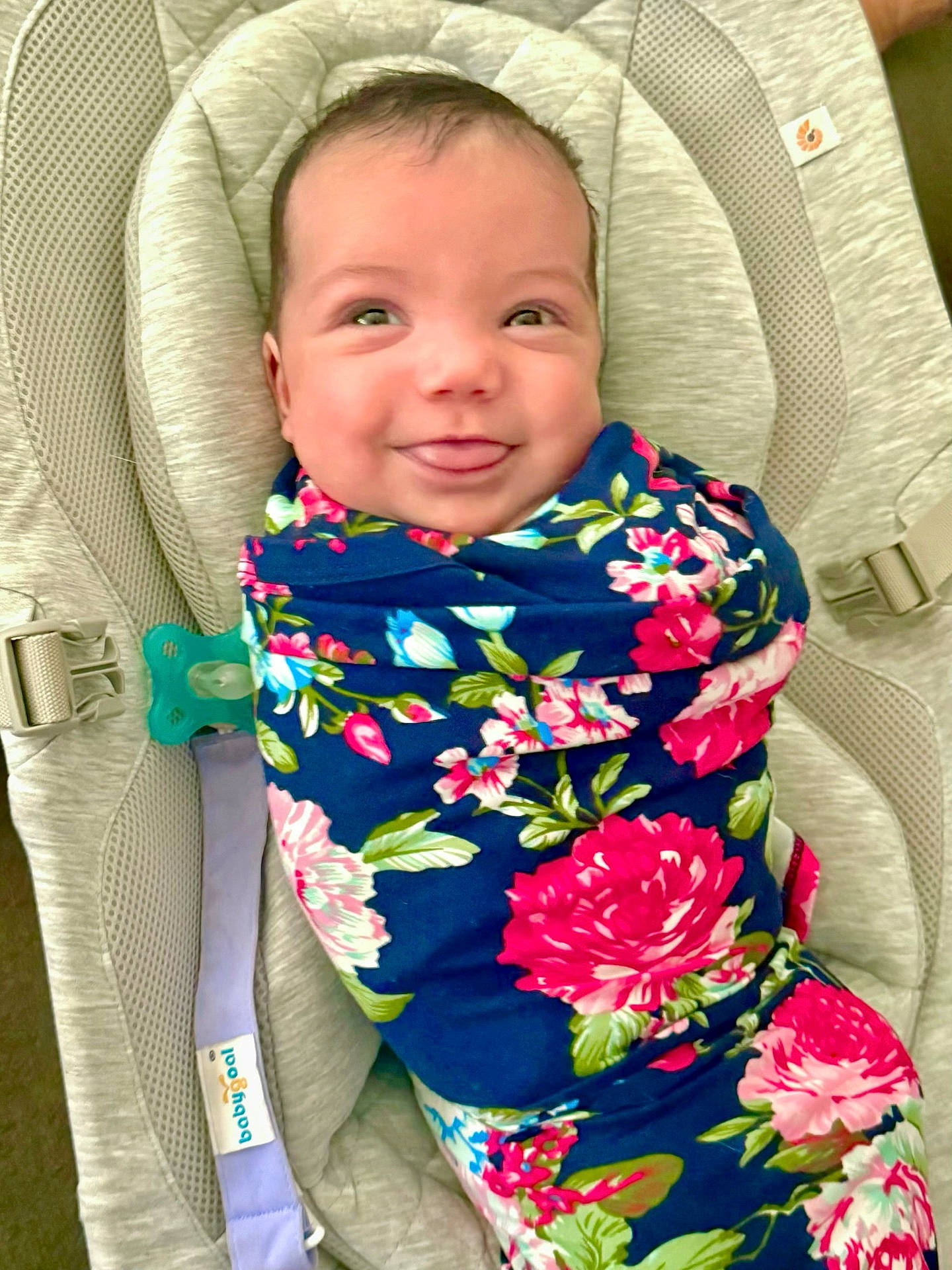 Everlee is registered to the contest to win money with this photo: baby, bed, blanket, clothing, coat, cushion, dress, face, flower, furniture, happy, head, homedecor, laughing, person, photography, plant, portrait, rose, smile